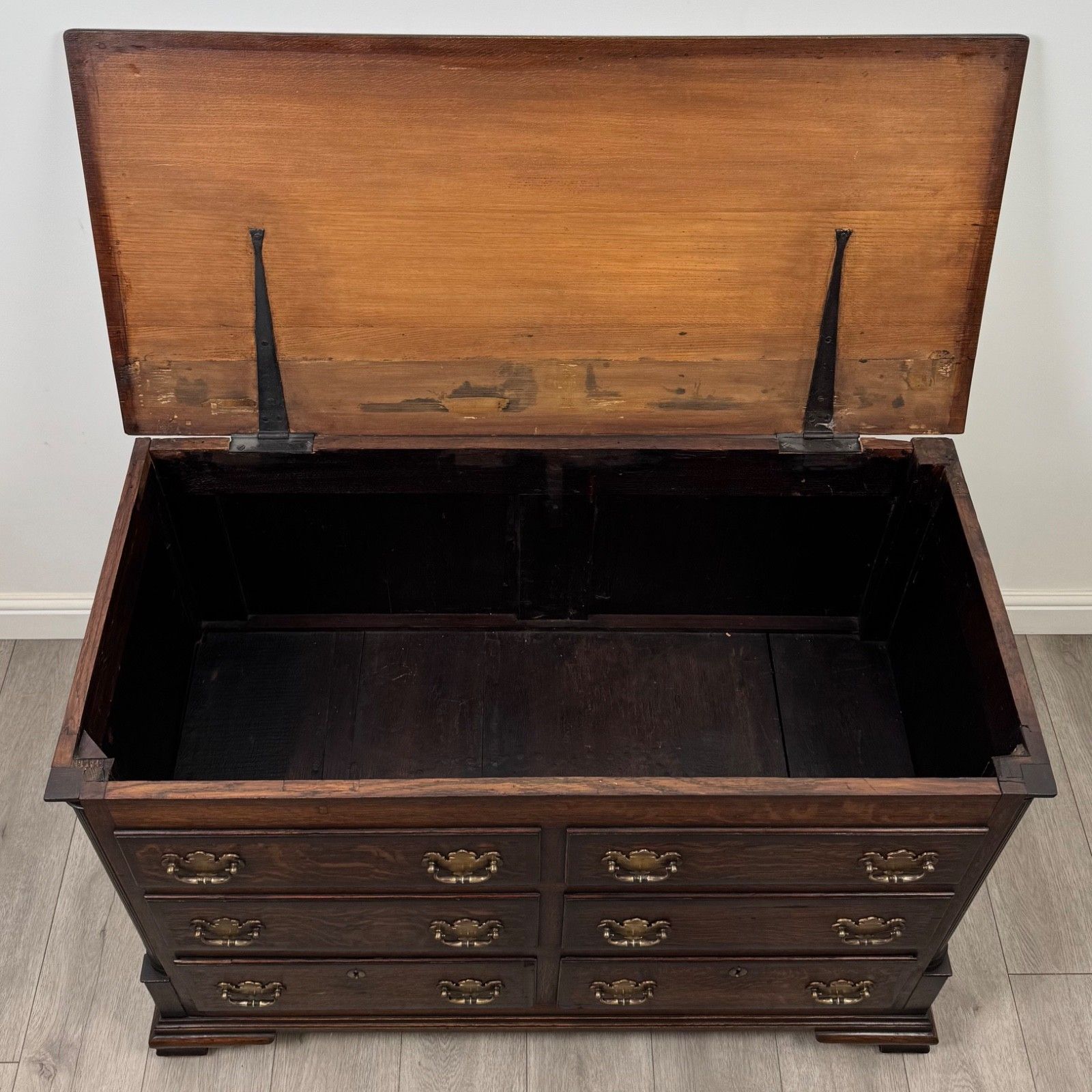 photo for sale Antique 18th Century Georgian Lancashire Chest In Oak ( Af 5221 )