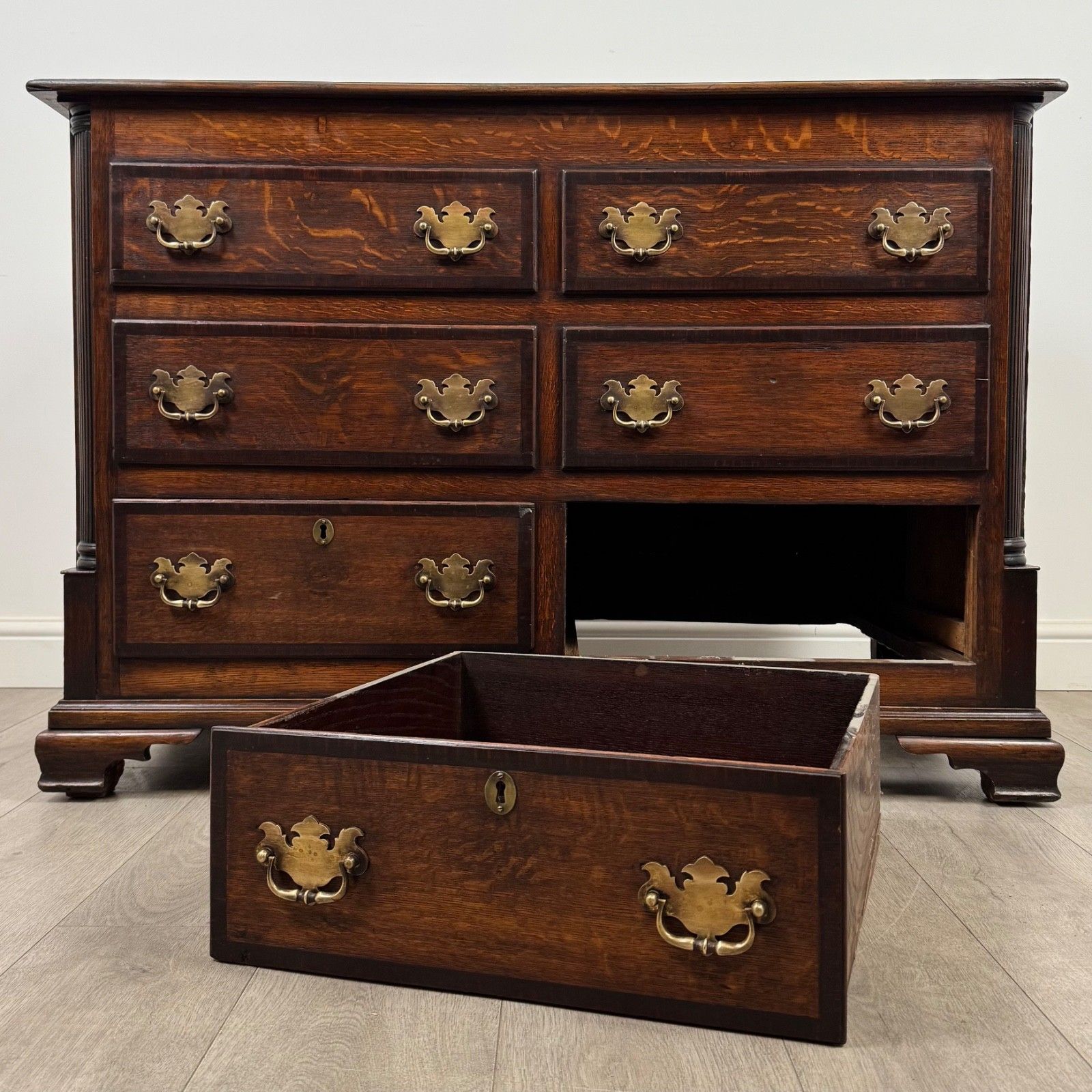 Furniture Antique 18th Century Georgian Lancashire Chest In Oak ( Af 5221 ) photo