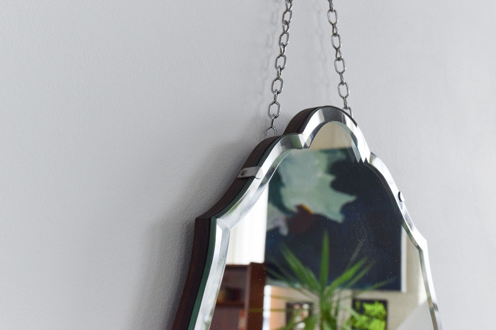 Vintage Frameless Bevelled Mirror photo furniture