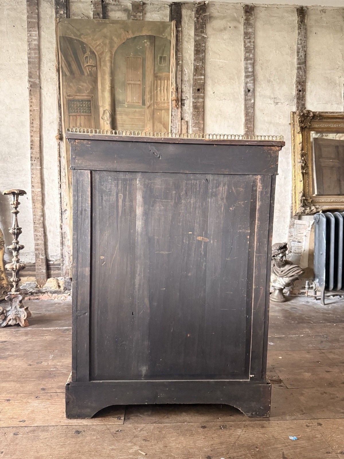 Furniture Exceptional Antique Walnut Glass English Pier Ormolu Cabinet W/ Gallery 1870 photo