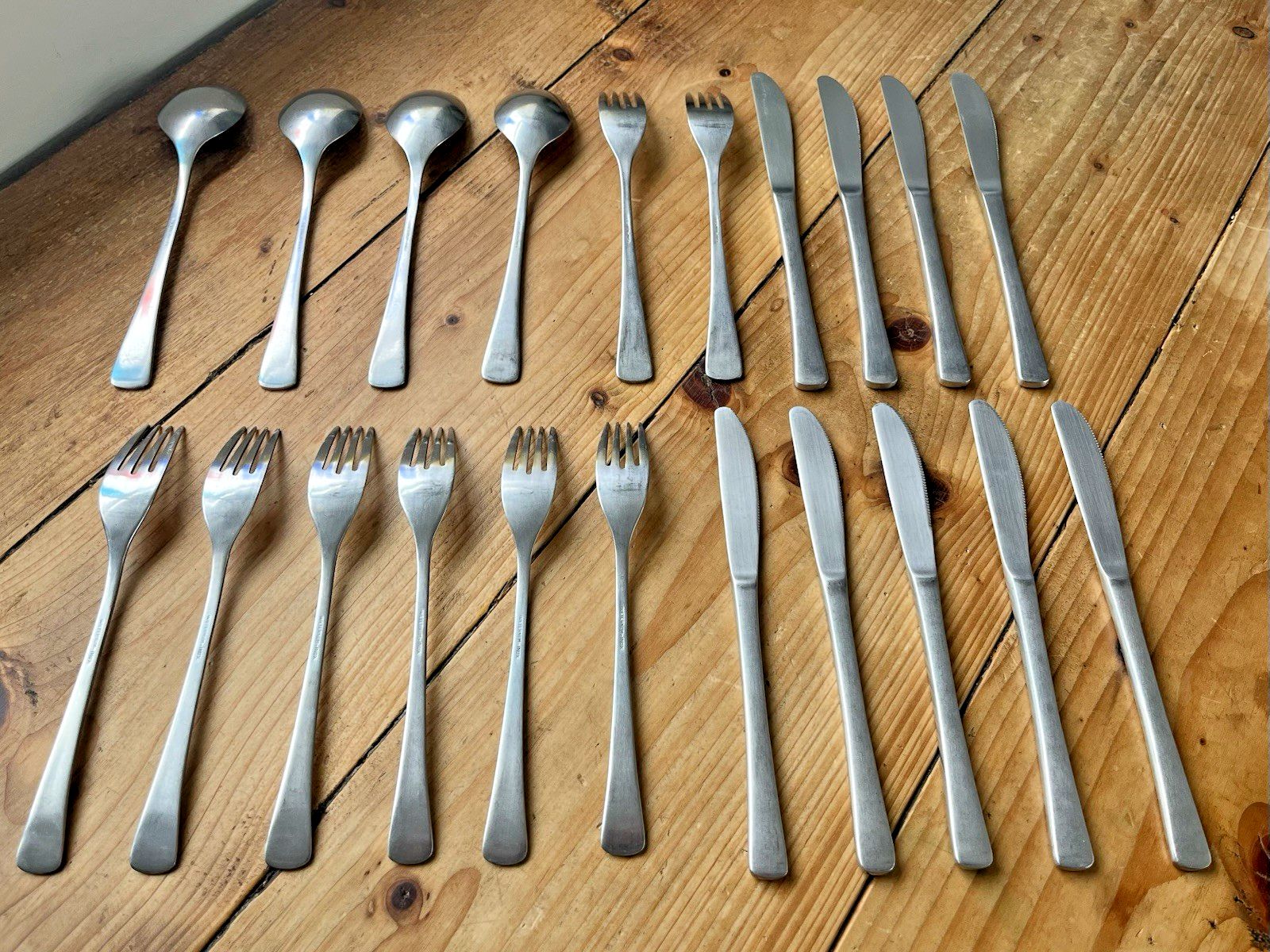 Mid Century Modernist Eternum Part Cutlery Set Knife Fork Spoon Scanline Style photo buy