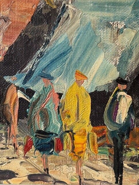 Oil Painting Of A French Market Square Scene photo Art