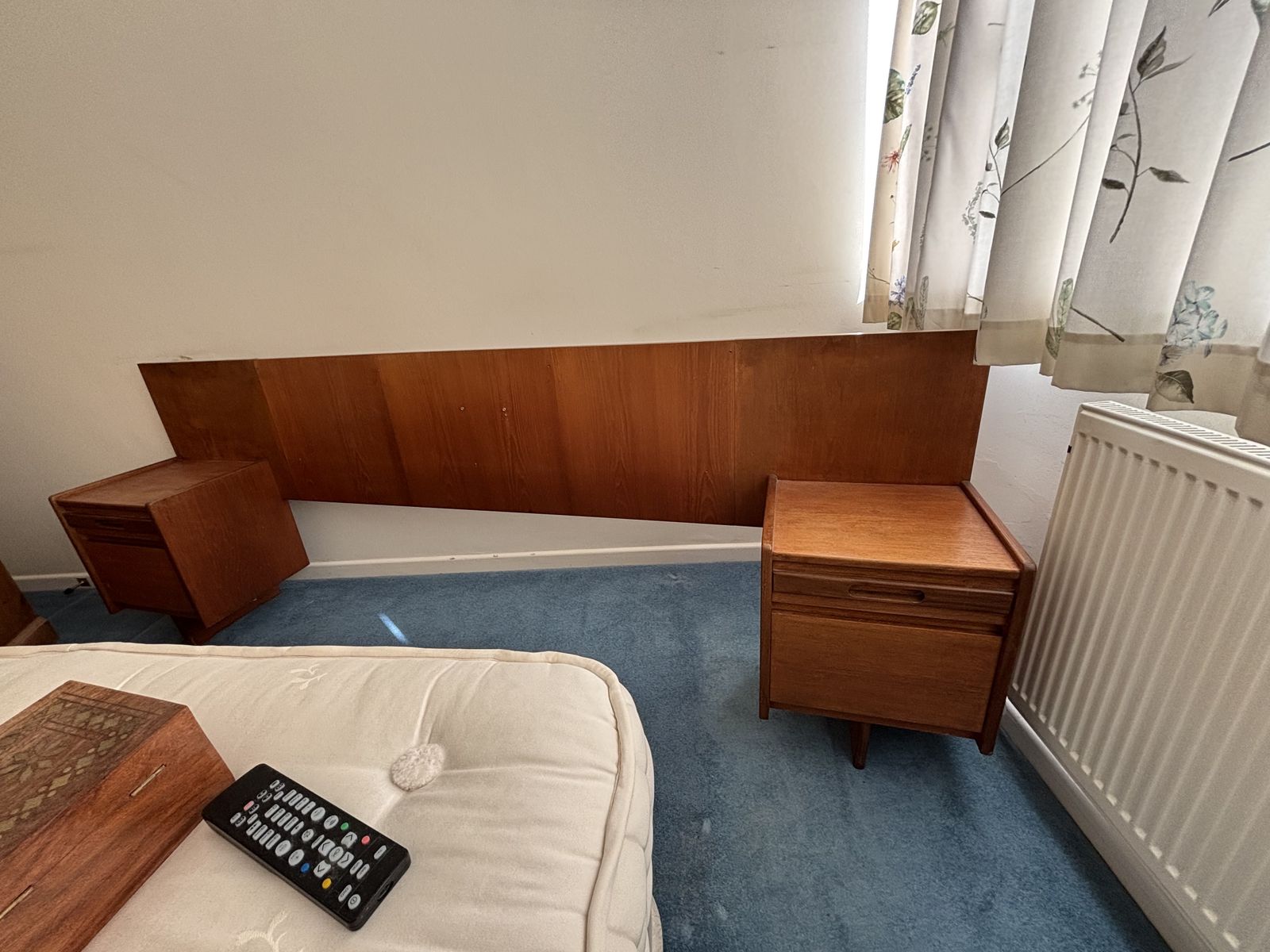 Mid Century Teak Headboard & Floating Bedside Tables By William Lawrence Of Nottingham. photo furniture