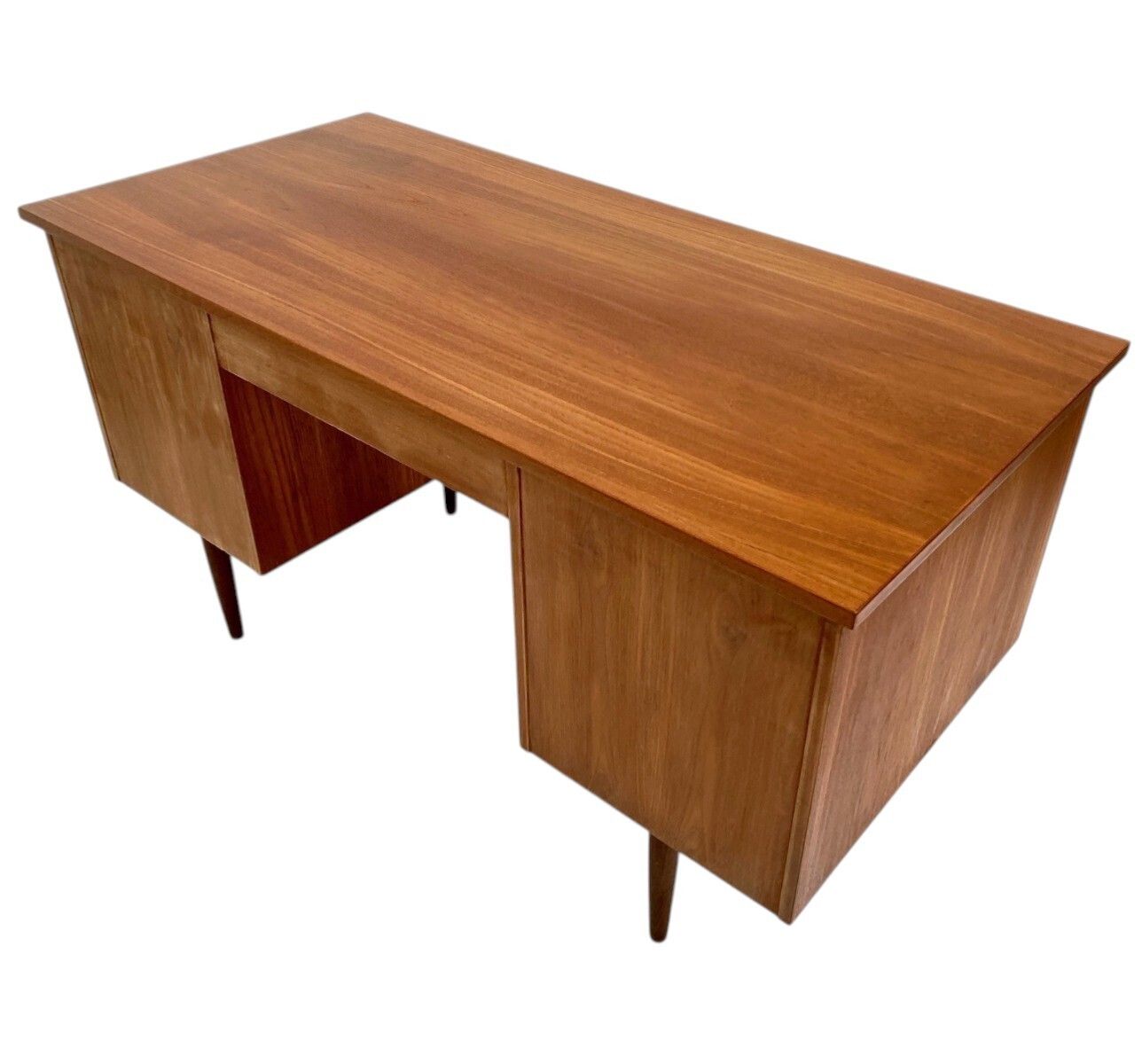 Danish Large Teak Writing Desk With Recessed Handles Double Pedestal Mid Century 1960s photo 1450.0