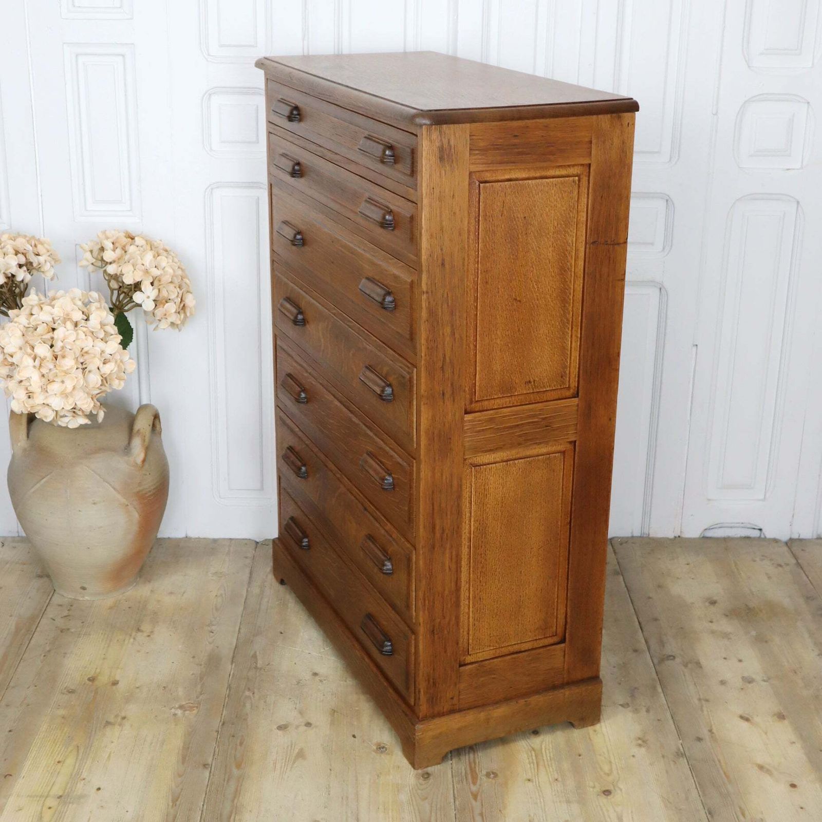 photo for sale Antique Oak Printers Map Drawers Tallboy 2002g