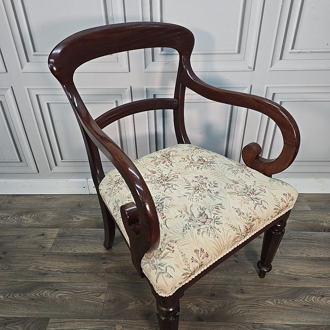 Antique Victorian Mahogany Armchair Solid Wood Regency Style Carver Desk Chair photo Furniture