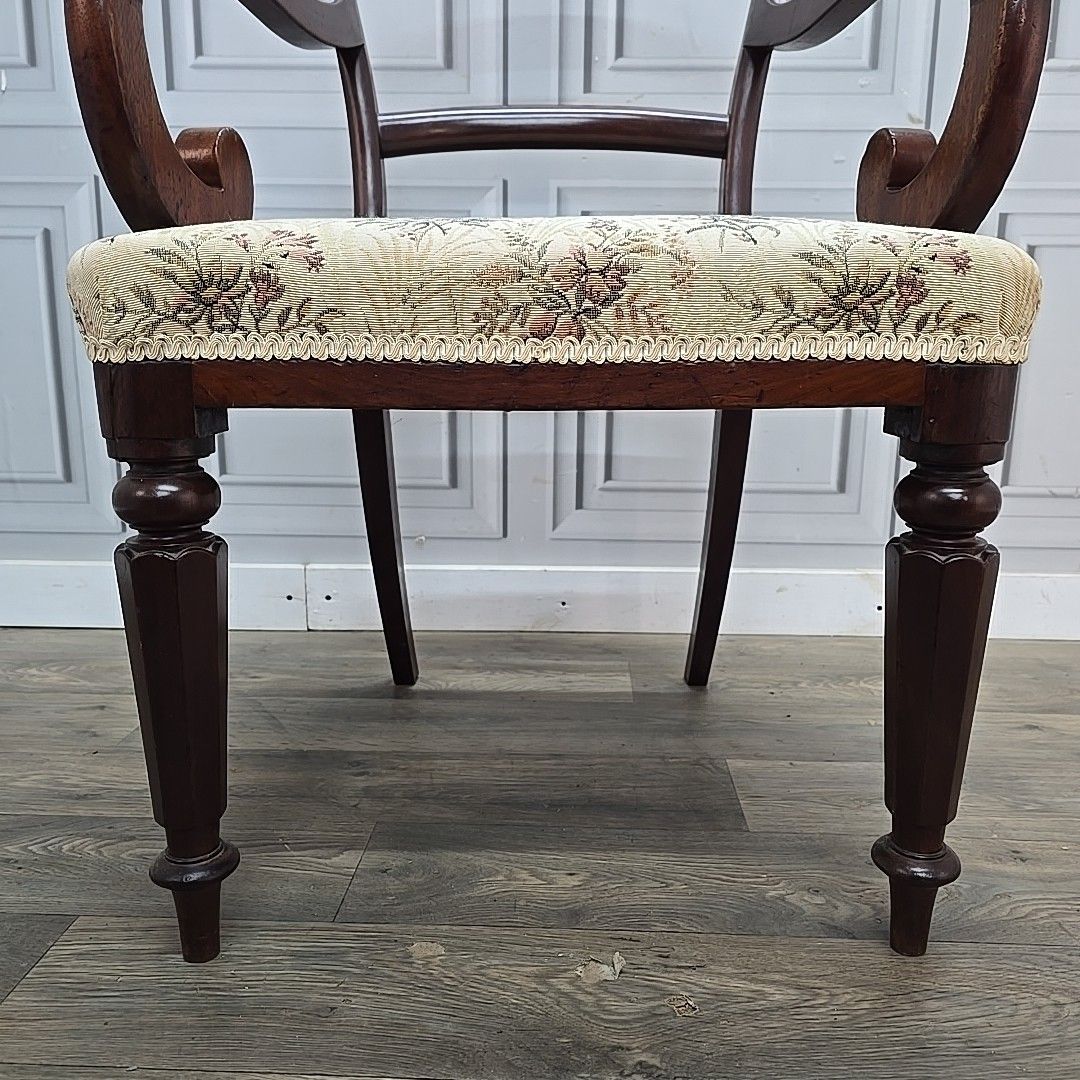 Antique Victorian Mahogany Armchair Solid Wood Regency Style Carver Desk Chair photo vinterior