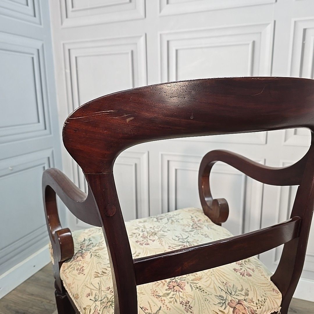 photo vinterior Antique Victorian Mahogany Armchair Solid Wood Regency Style Carver Desk Chair