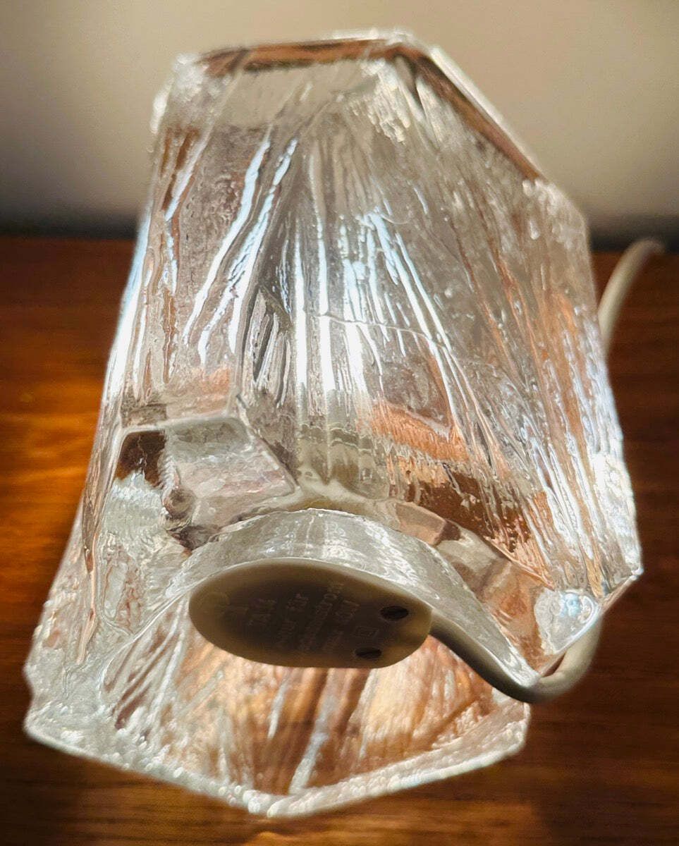 Lighting Pair Of 1970s Vintage German Peill & Putzler Glacier Iced Glass Table Lamps photo