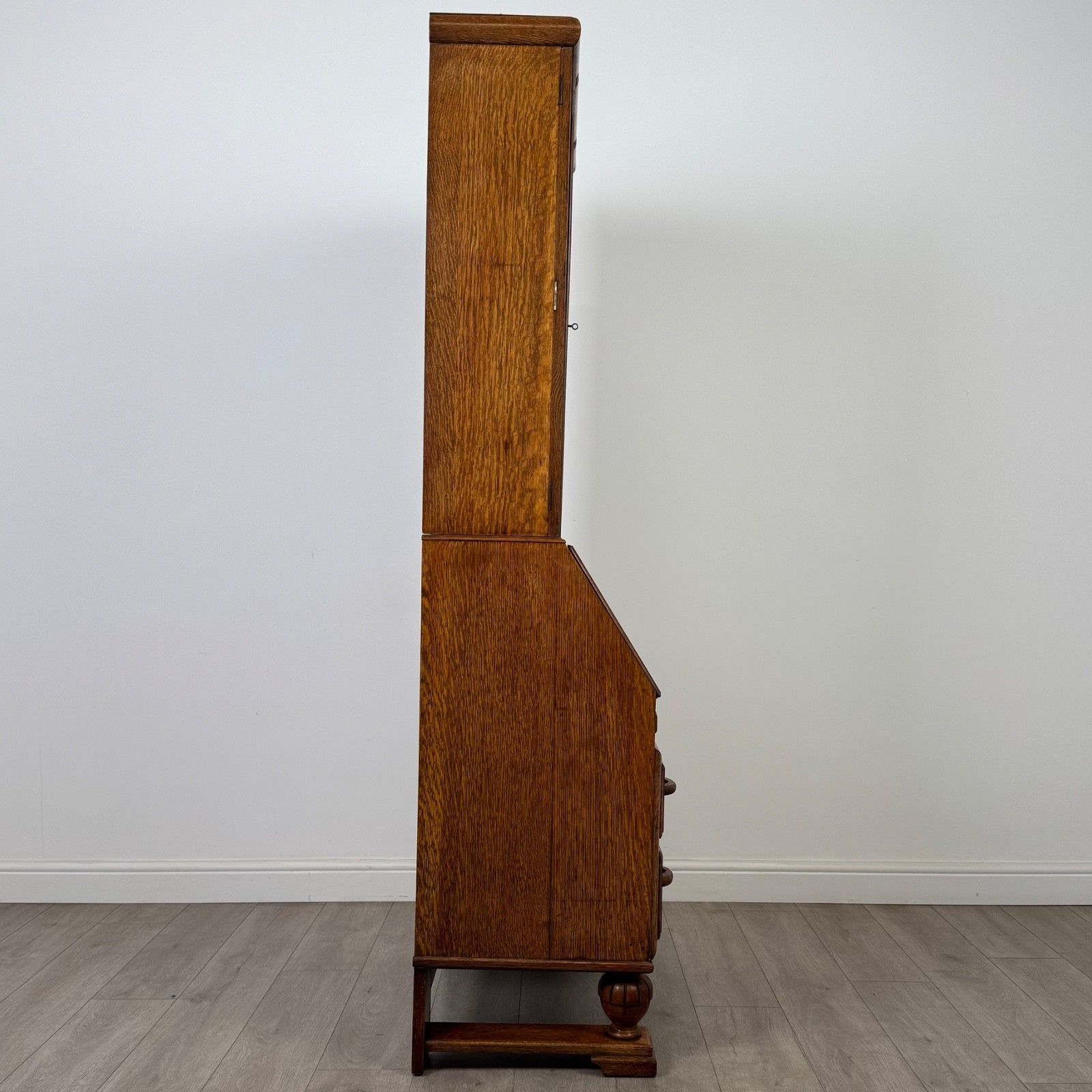 photo furniture Antique 20th Century Art Deco Golden Oak Bureau Bookcase ( Af 5245 )