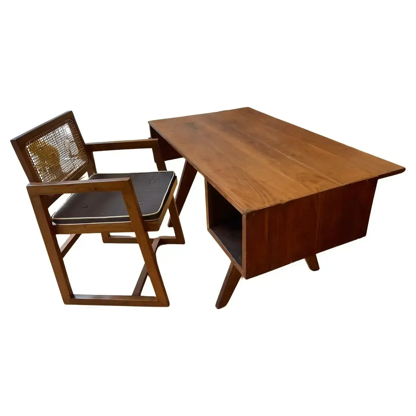 Chandigarh Teak Desk Set By Pierre Jeanneret (1896–1967), 1960s