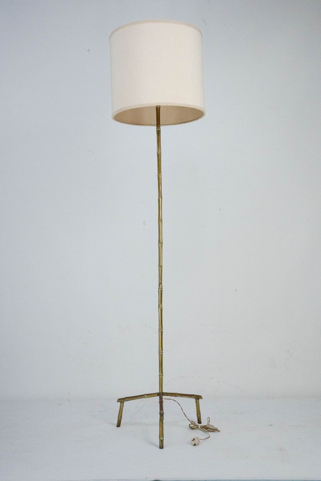 Mid Century Italian Solid Brass Faux Bamboo Floor Lamp, 1960s photo for sale