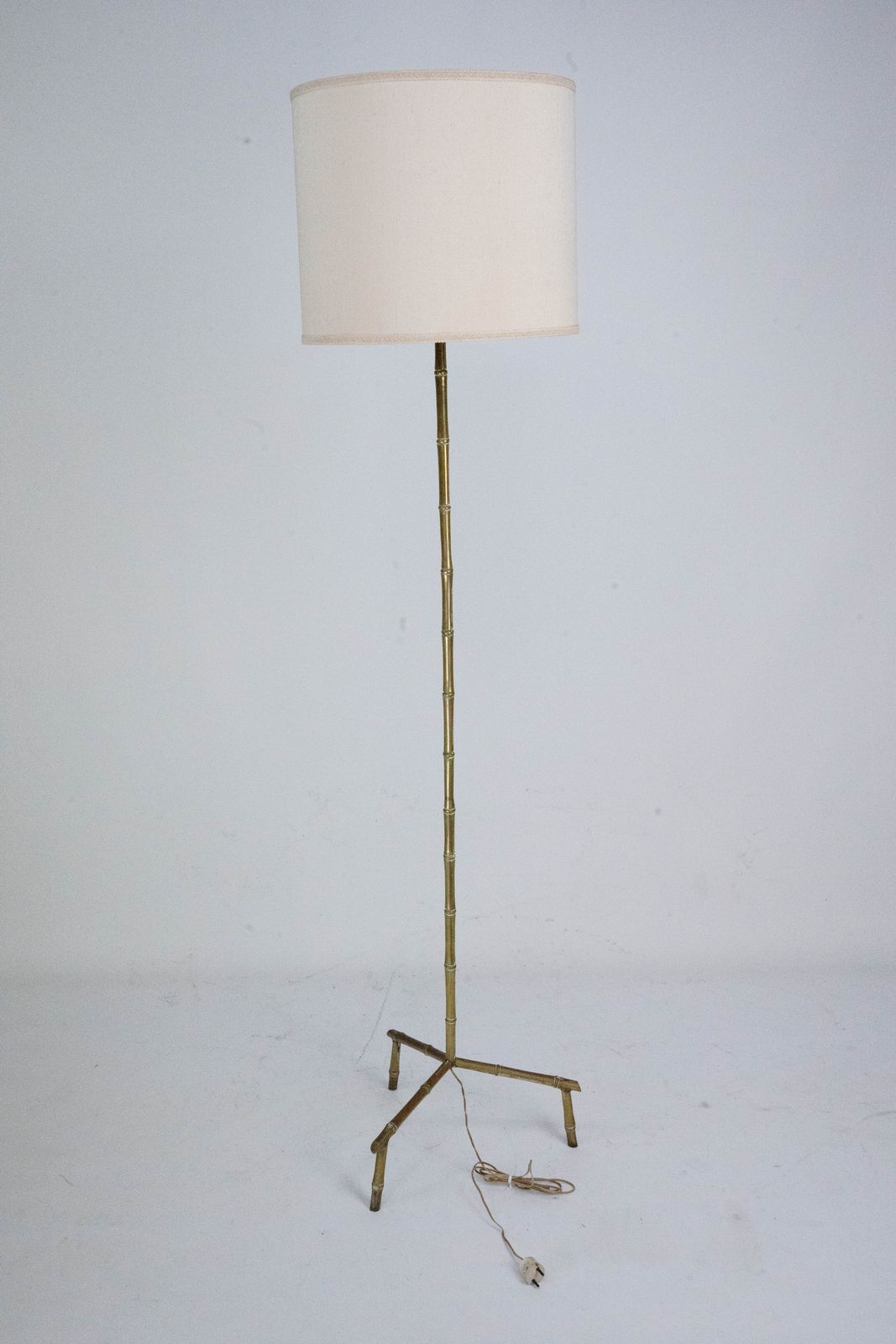 Mid Century Italian Solid Brass Faux Bamboo Floor Lamp, 1960s