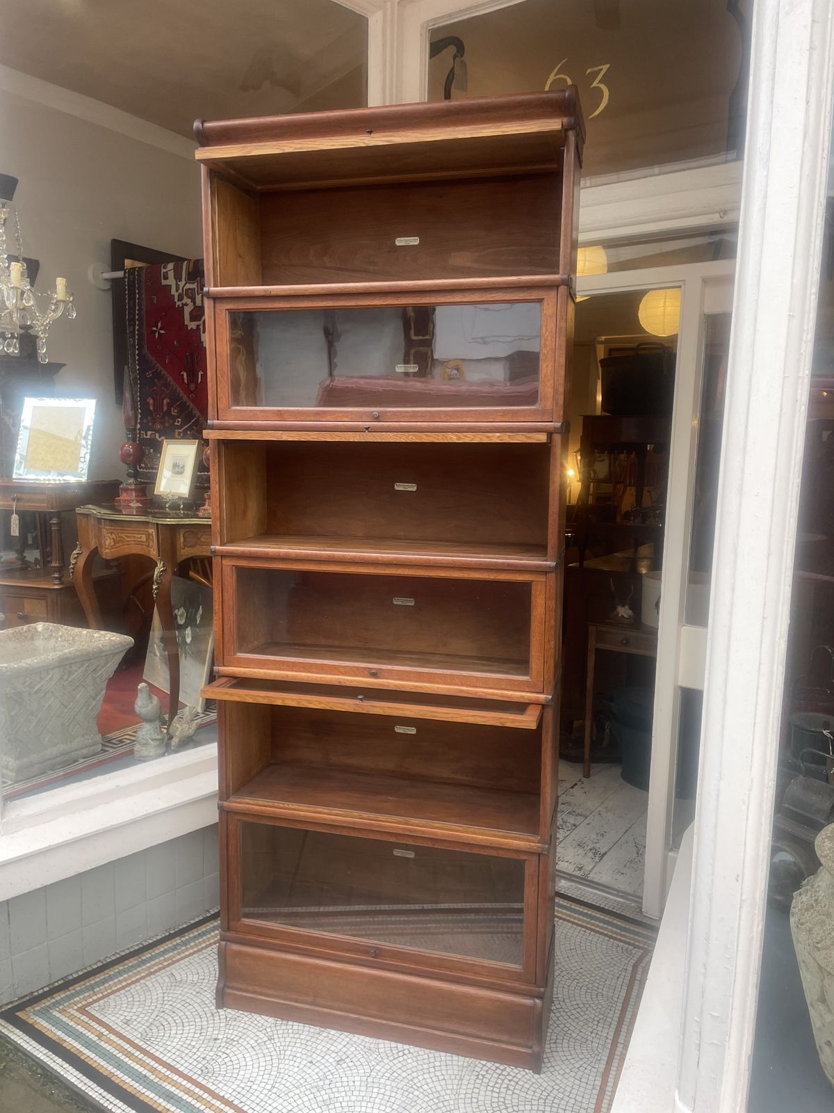 Antique Oak Globe Wernicke Sectional Barristers Book Case photo for sale