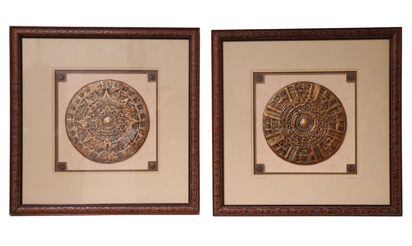 Pair Of Aztec Inspired 3d Wall Sculptures – Lost City I & Lost City II By F. Mclain