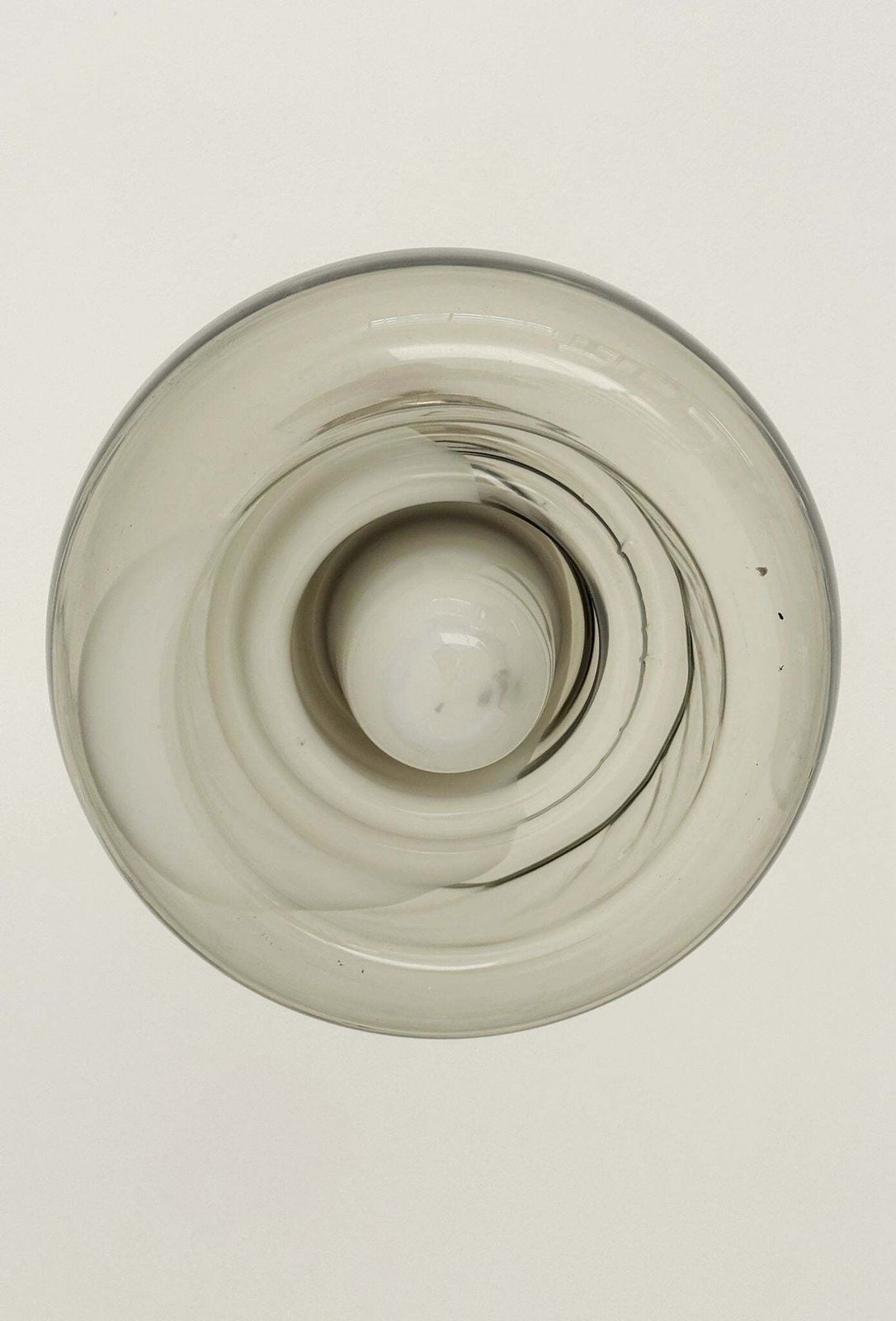 Smoked Glass Pendant Lamp With Internal Opaline Decoration – Italy, 1970s photo 600.0