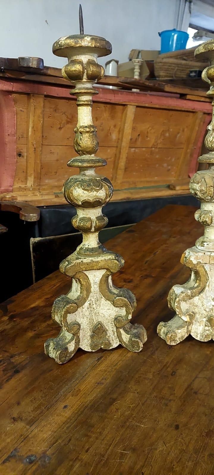 Antica Coppia Candelieri Fine XVII Secolo Luigi XIV Barocco photo furniture