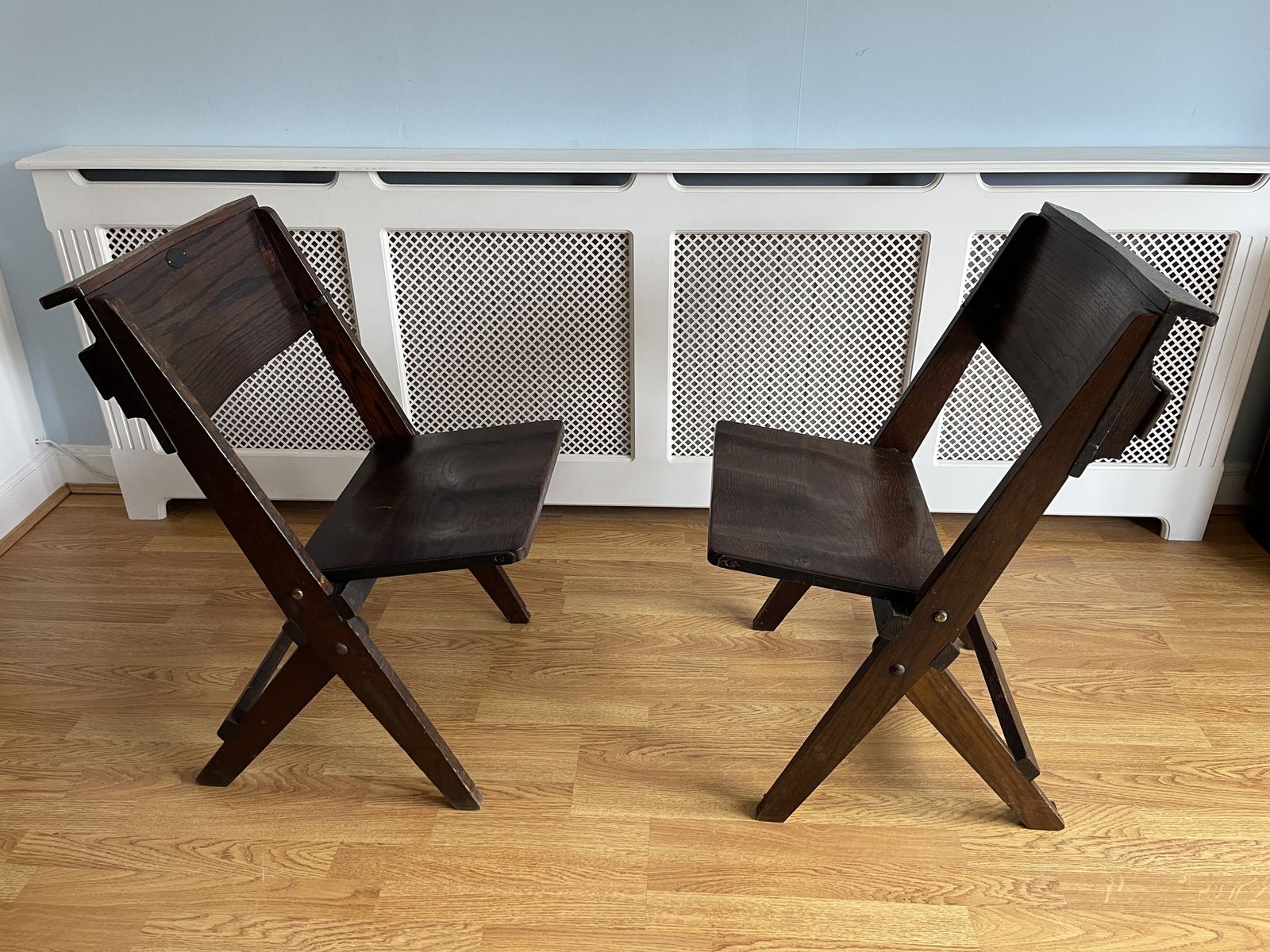 Antique Oak Chapel Folding Chairs By The Bennett Furnishing Co. Ltd photo furniture