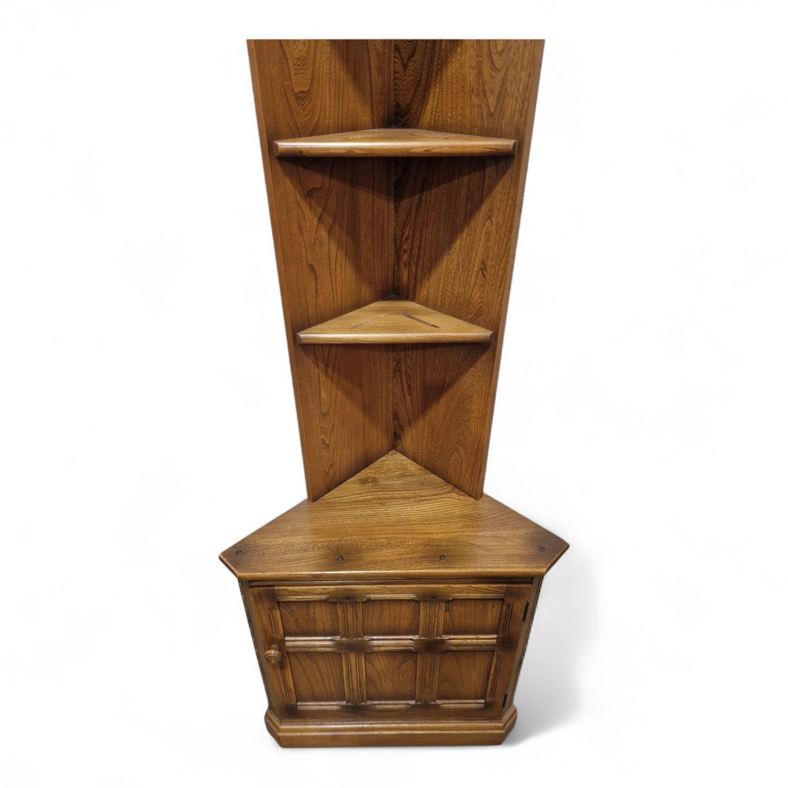 Ercol Elm Corner Cabinet Vintage Display Shelves Panelled Door Unit 1 Of Pair photo buy