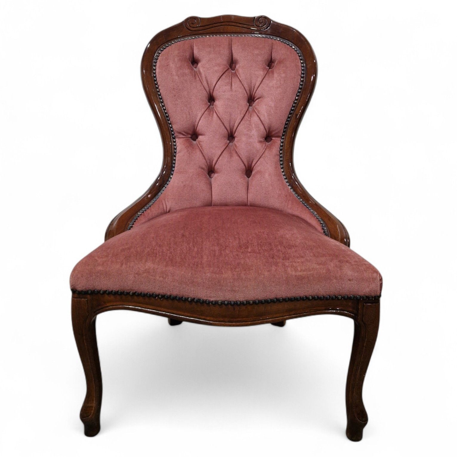 Victorian Style Nursing Chair Carved Bedroom Occasional Upholstered Seat photo furniture