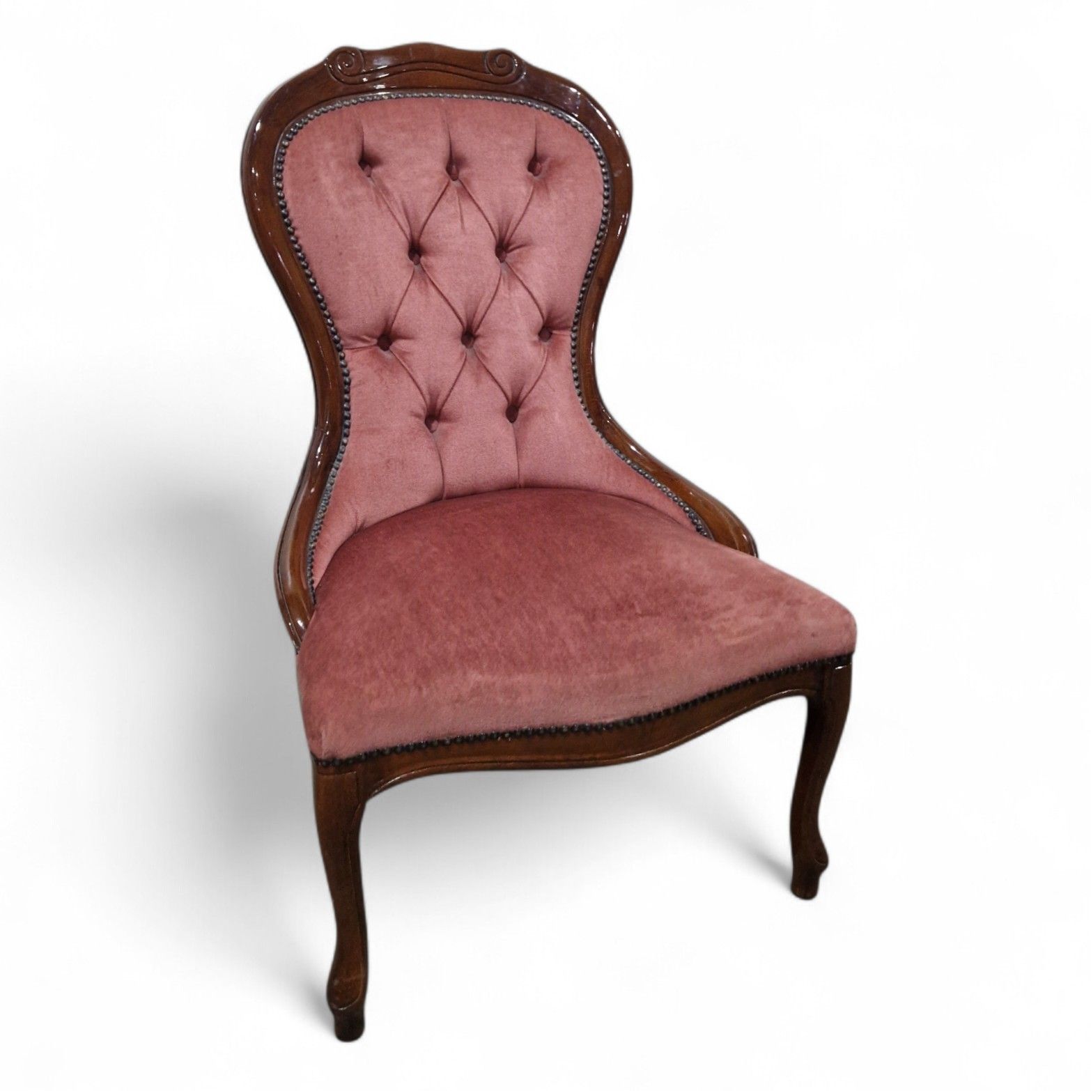 Victorian Style Nursing Chair Carved Bedroom Occasional Upholstered Seat photo 95.0