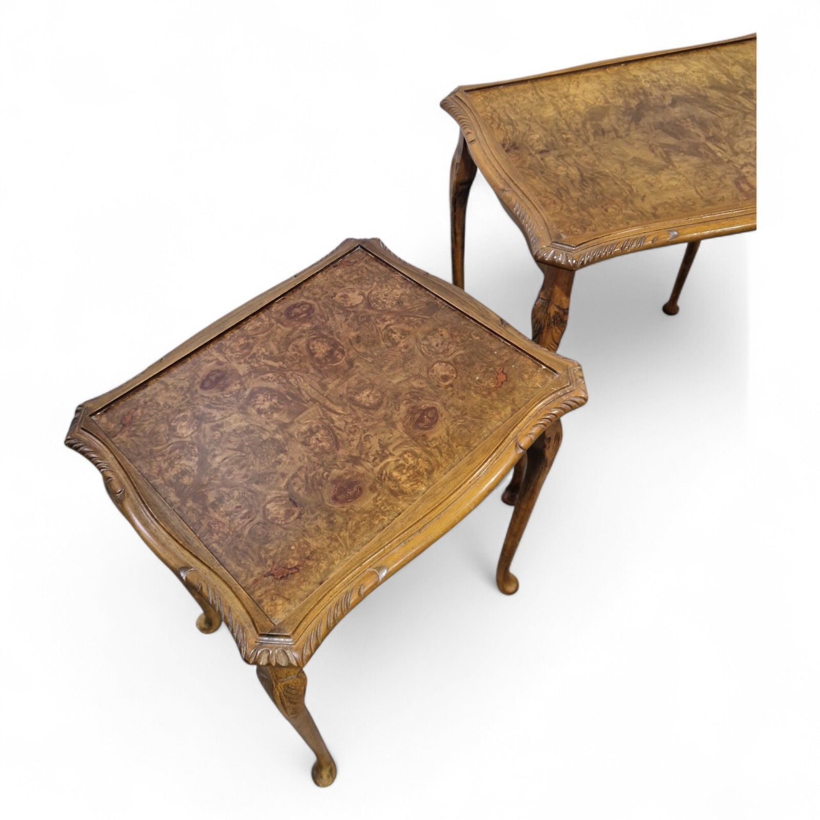 Carved Nest Of 3 Side Tables – Antique Style Occasional Tables Nesting Tables photo vintage