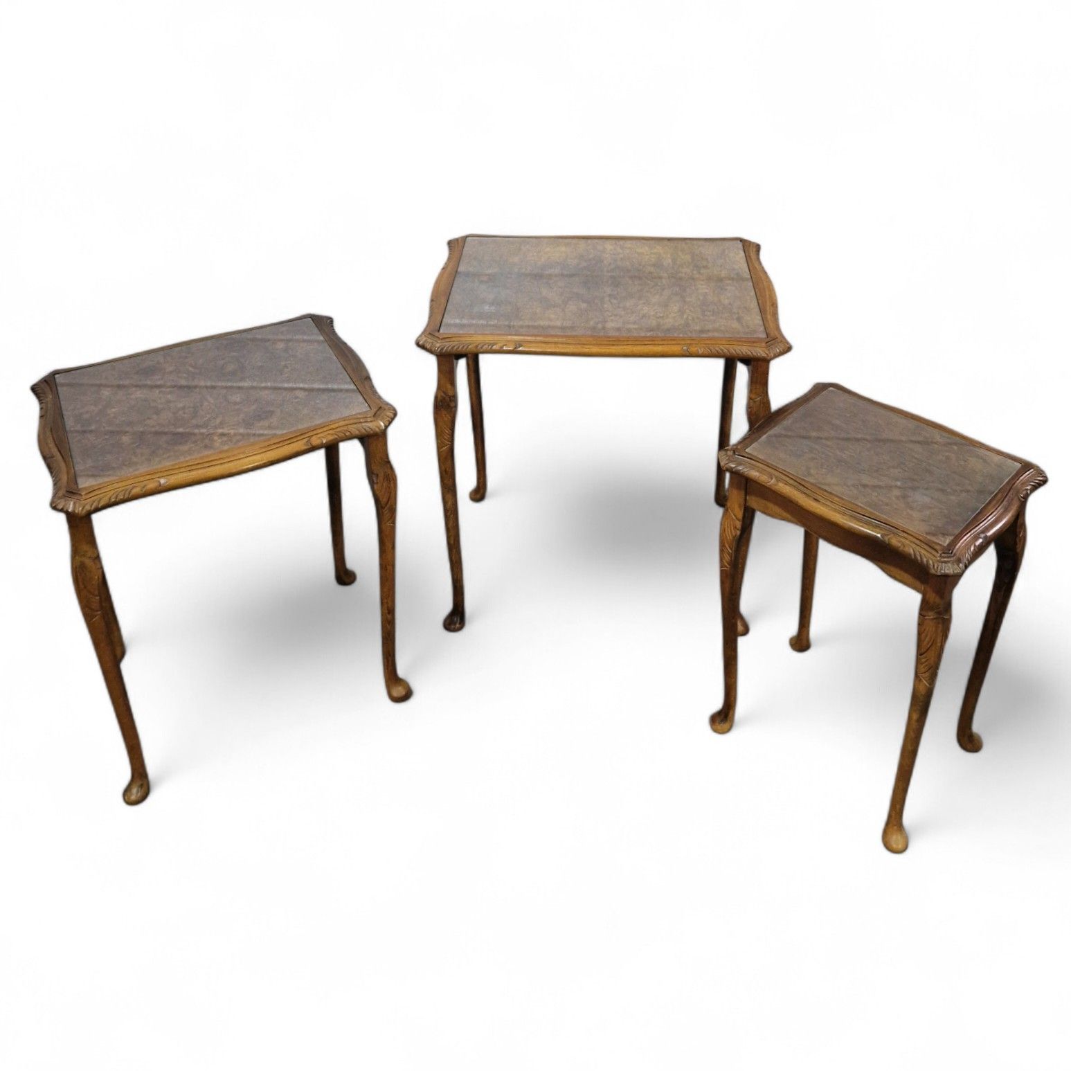 photo furniture Carved Nest Of 3 Side Tables – Antique Style Occasional Tables Nesting Tables