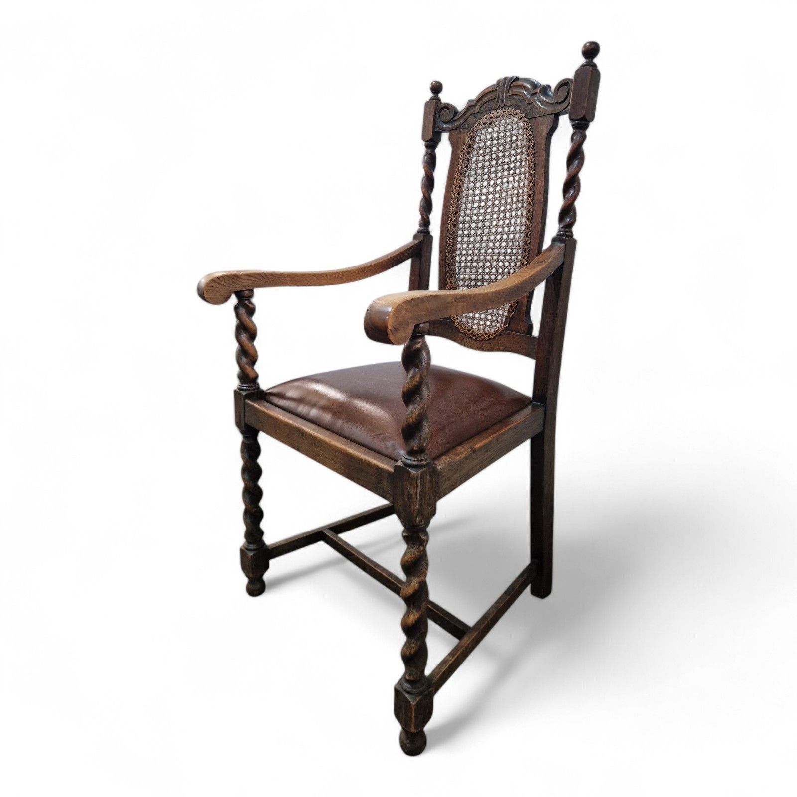 Antique Carved Oak Barley Spiral Twist Carver Chair Carved Farmhouse Armchair photo buy