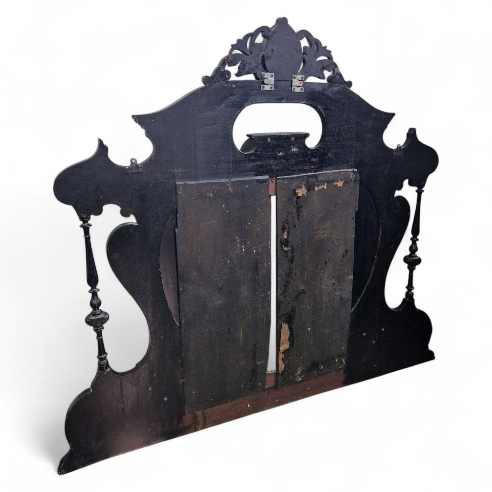 photo vinterior Victorian Overmantel Mirror Large Black Carved Heart Shaped Wall Mirror