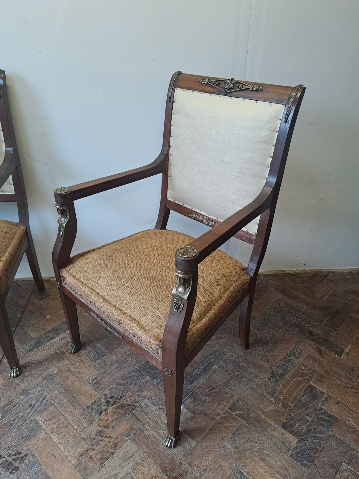 Pair Of French Empire Style Armchairs, Circa 1900 photo vintage