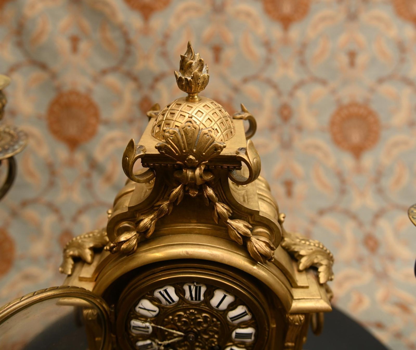 Louis XVI Gilt Clock Garniture Set Candelabras 1880 photo vintage