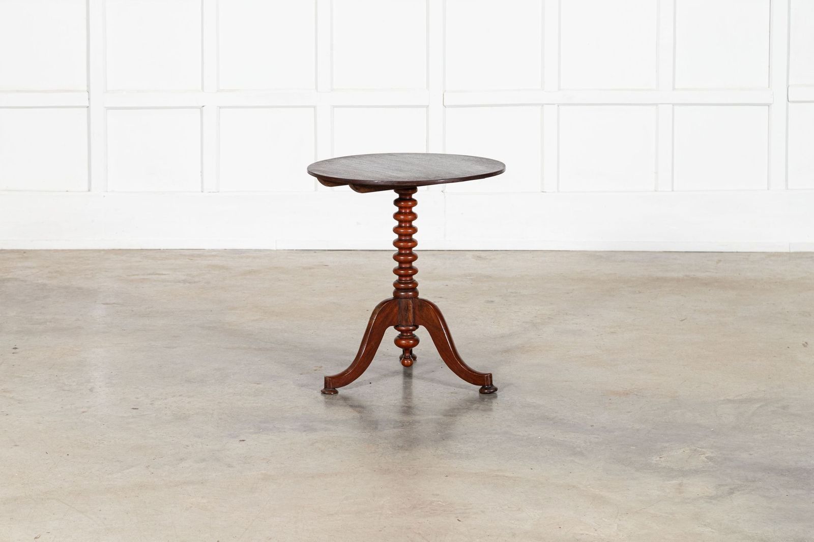 photo furniture 19thc English Mahogany Tilt Top Bobbin Occasional Table