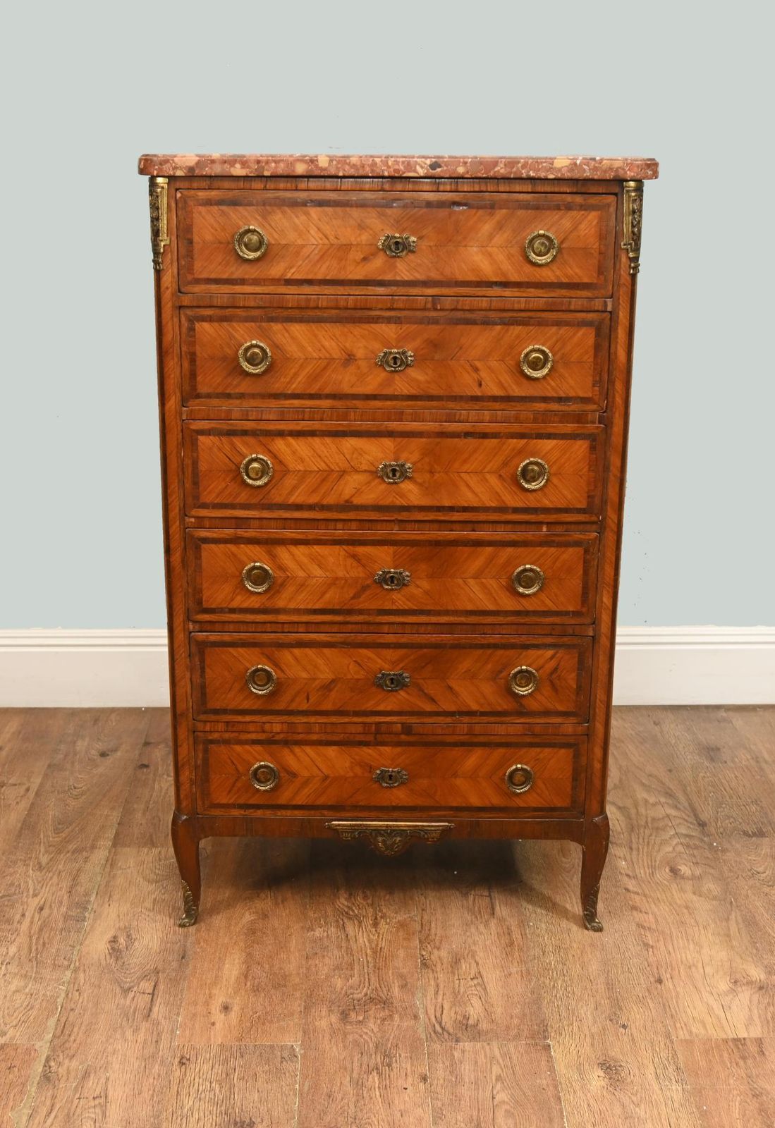 French Louis XVI Chest Drawers Tall Boy Commode photo vinterior