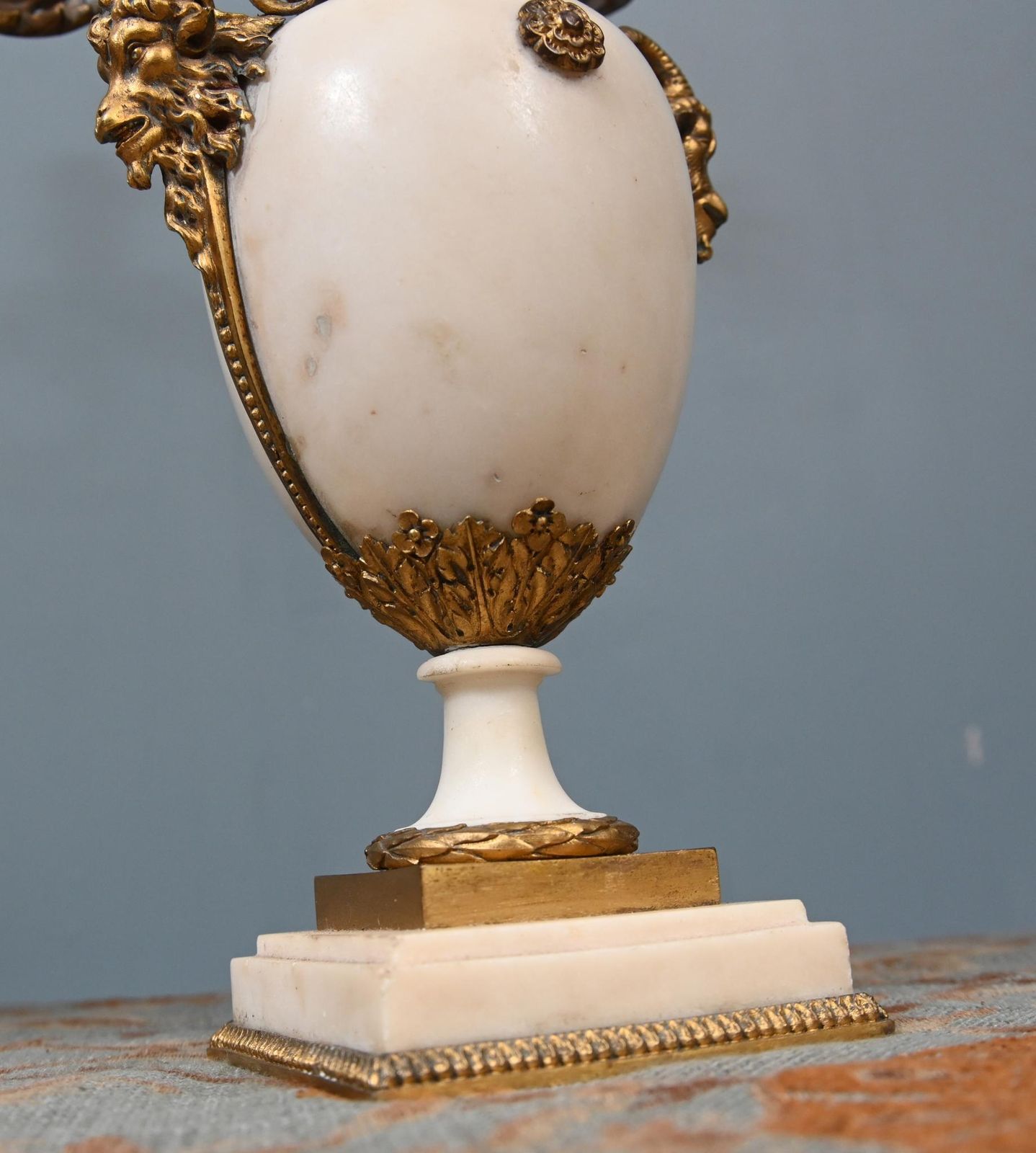 Pair French Candelabras Gilt Marble Louis XVI Revival 1890 photo furniture