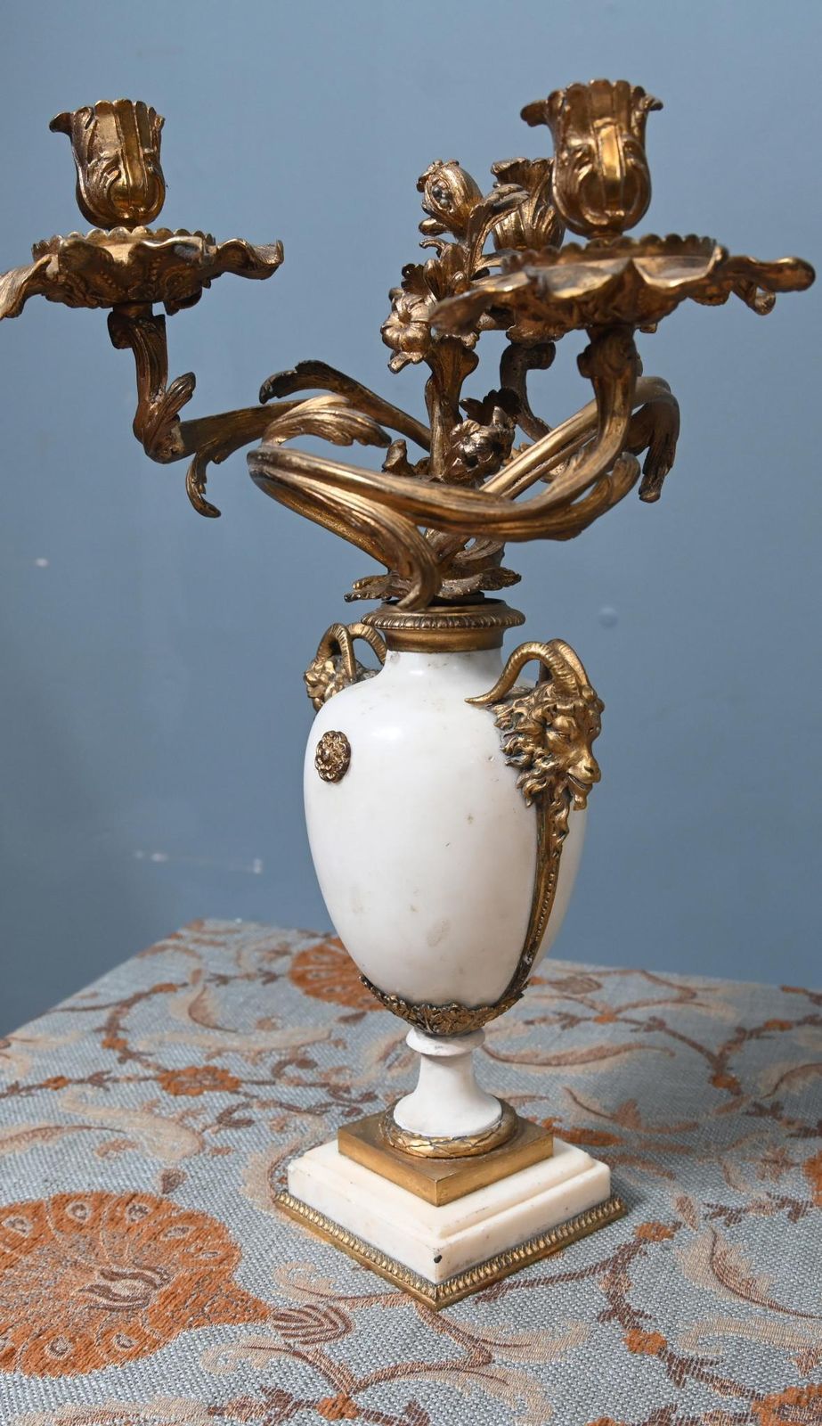 photo for sale Pair French Candelabras Gilt Marble Louis XVI Revival 1890