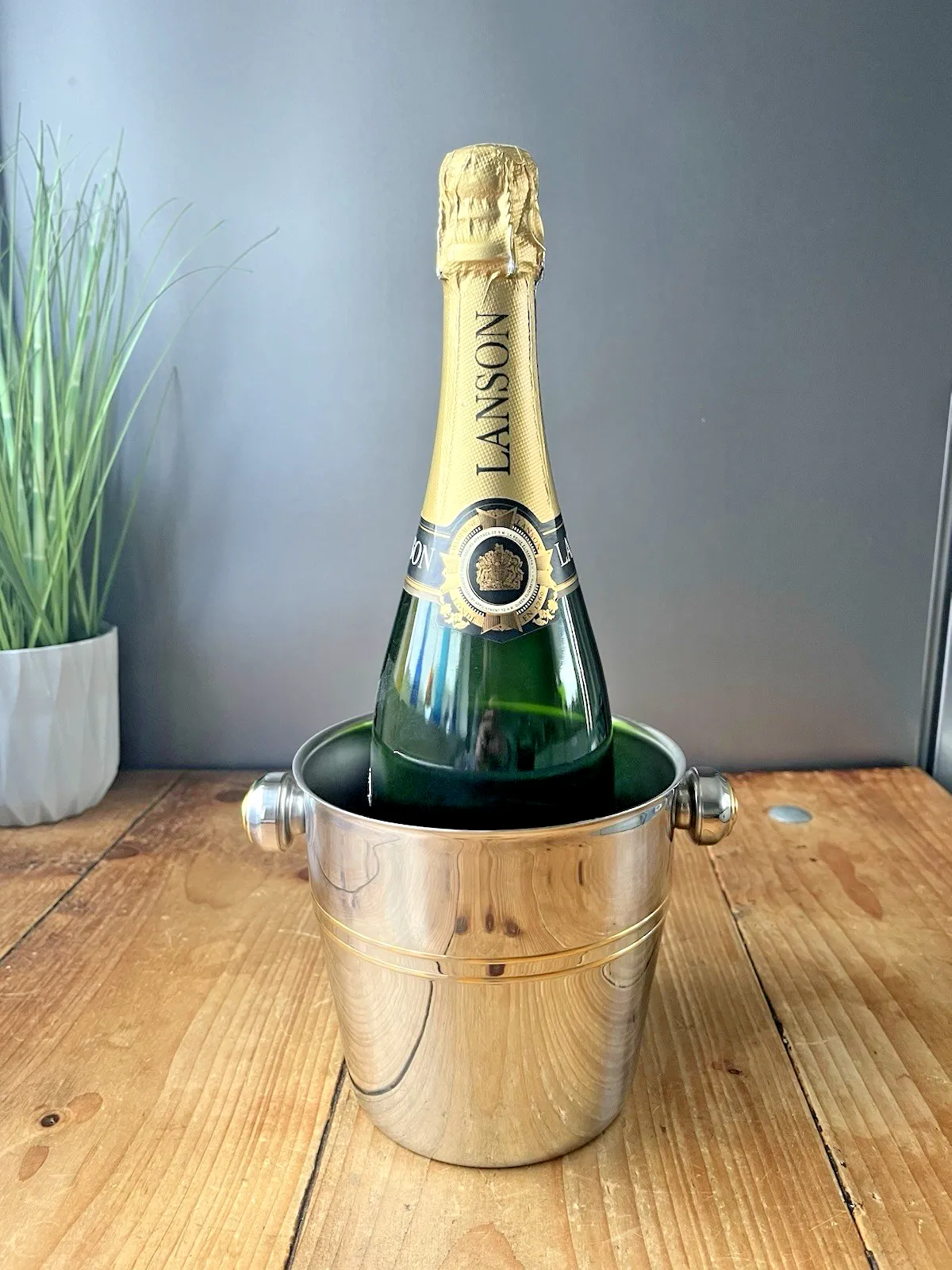 Italian Designer Mepra Silver Gold Plate Art Deco Style Ice Bucket Bottle Cooler photo furniture