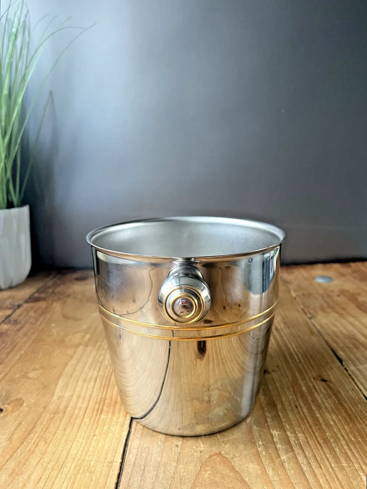 Italian Designer Mepra Silver Gold Plate Art Deco Style Ice Bucket Bottle Cooler photo for sale