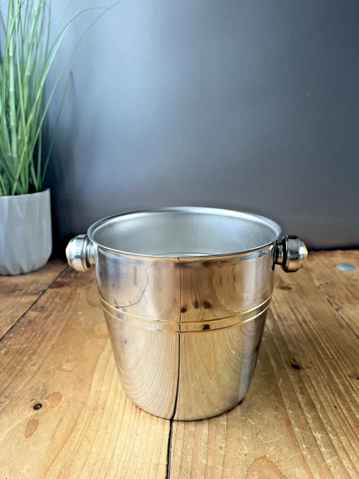 Italian Designer Mepra Silver Gold Plate Art Deco Style Ice Bucket Bottle Cooler photo buy