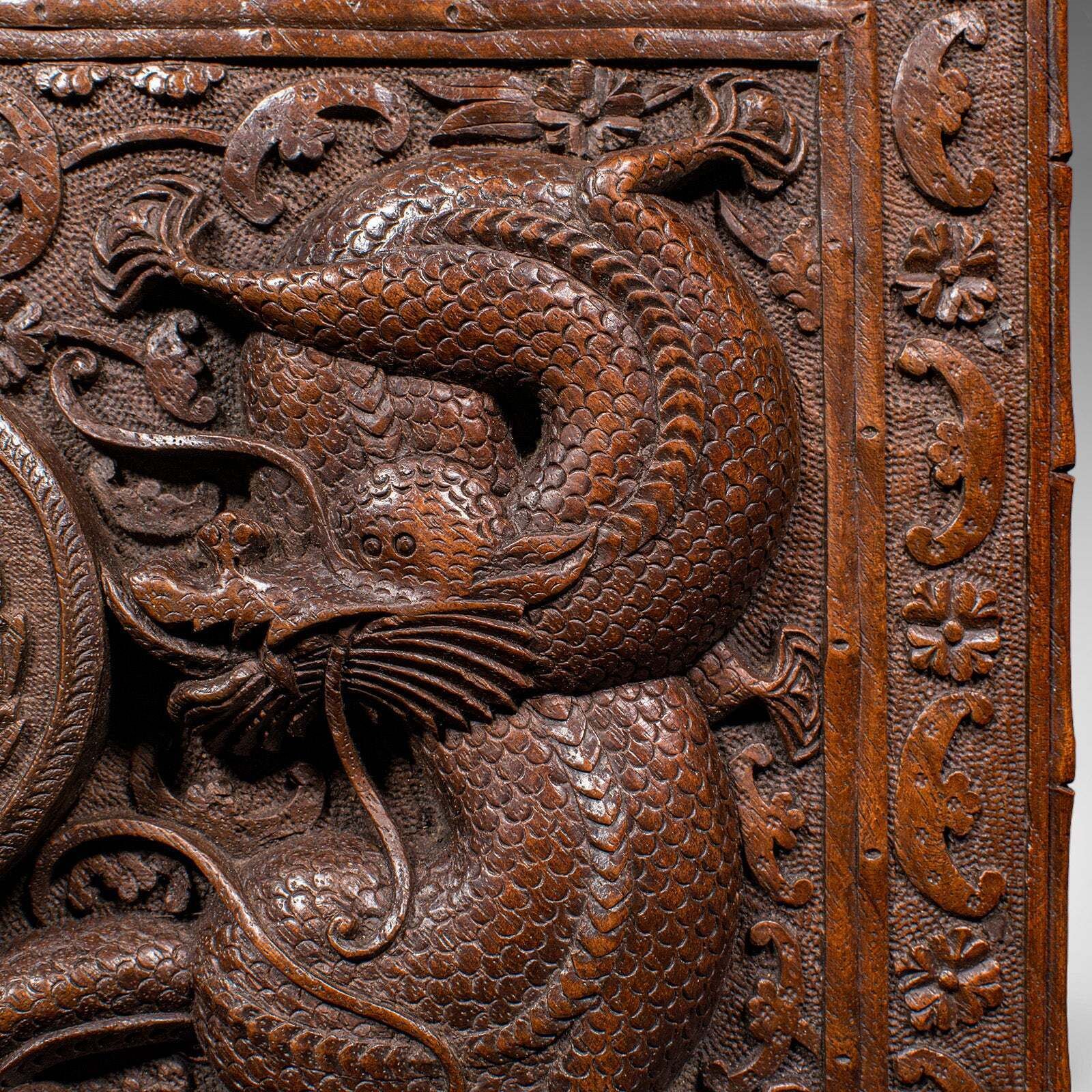 photo for sale Vintage Carved Cigar Box, Oriental, Teak, Keepsake, Jewellery Case, Art Deco
