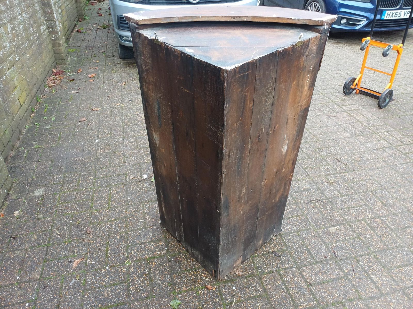 Victorian Mahogany Corner Cupboard Antique Bow Front Cabinet With Drawers Shelves Brass Hinges Oak Interior Storage photo vintage