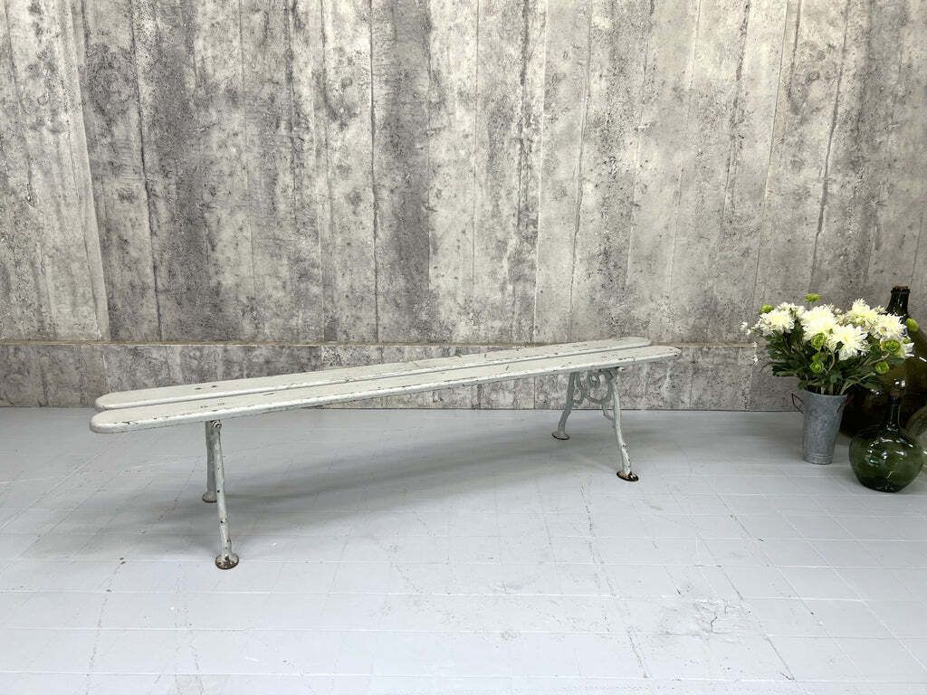 Grey Cast Iron And Wooden Bench photo furniture