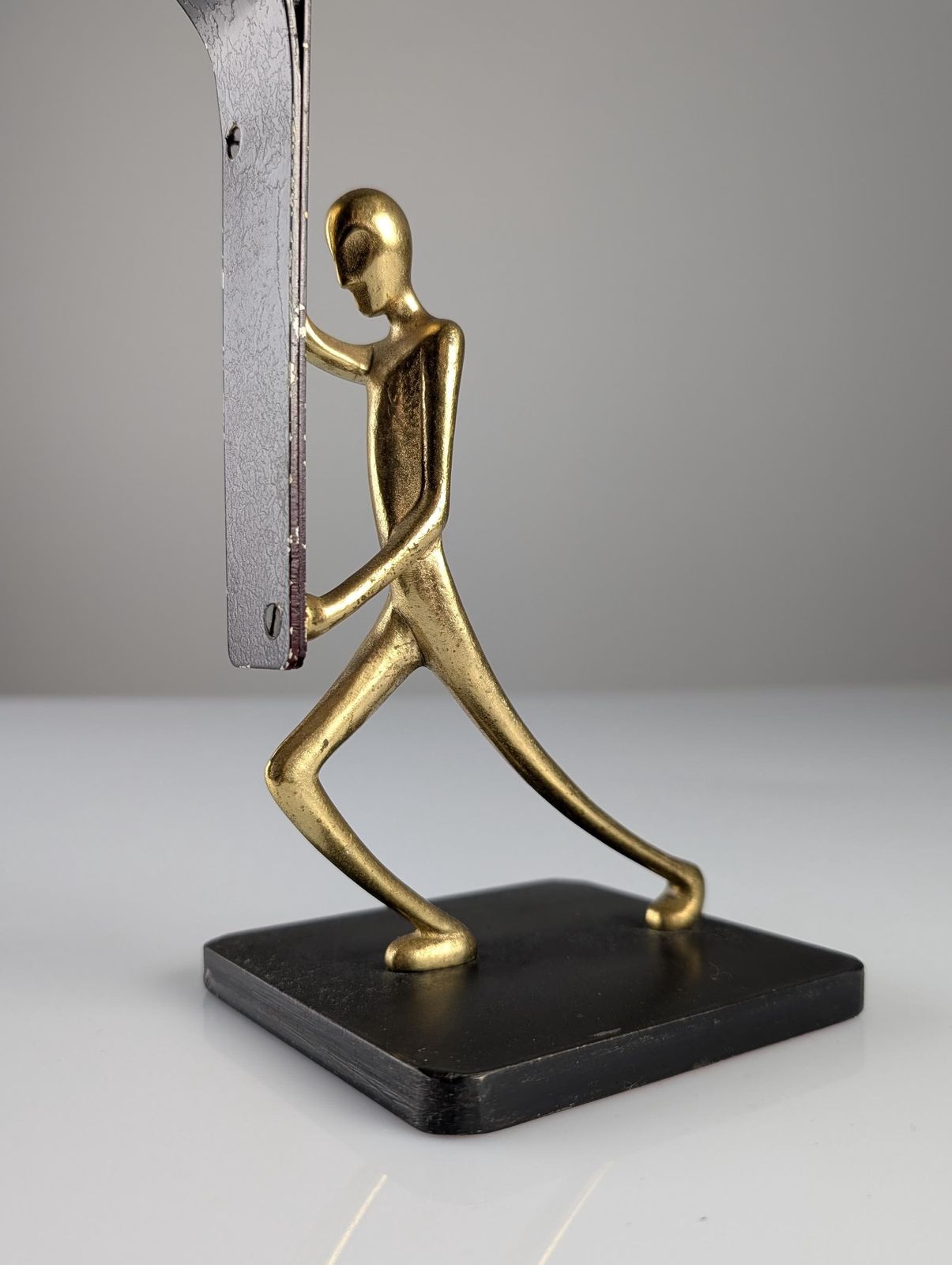 photo for sale Pair Of Sculptural Bronze Candlesticks By Karl Hagenauer, 1940s