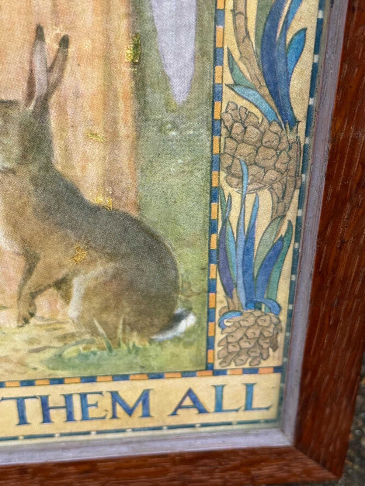 122.0 Margaret W. Tarrant Hymn Illustration In Beautiful Mid Century Wooden Glazed Frame photo