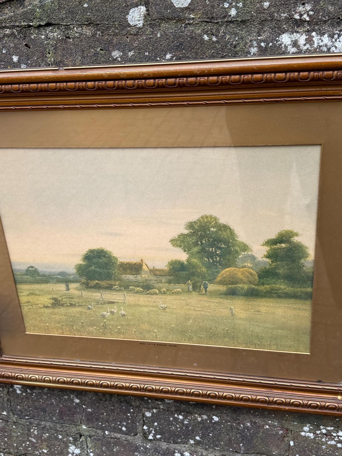 1900s Tranquil English Pastoral Landscape Print Near Little Marlow, Buckinghamshire Scene photo for sale