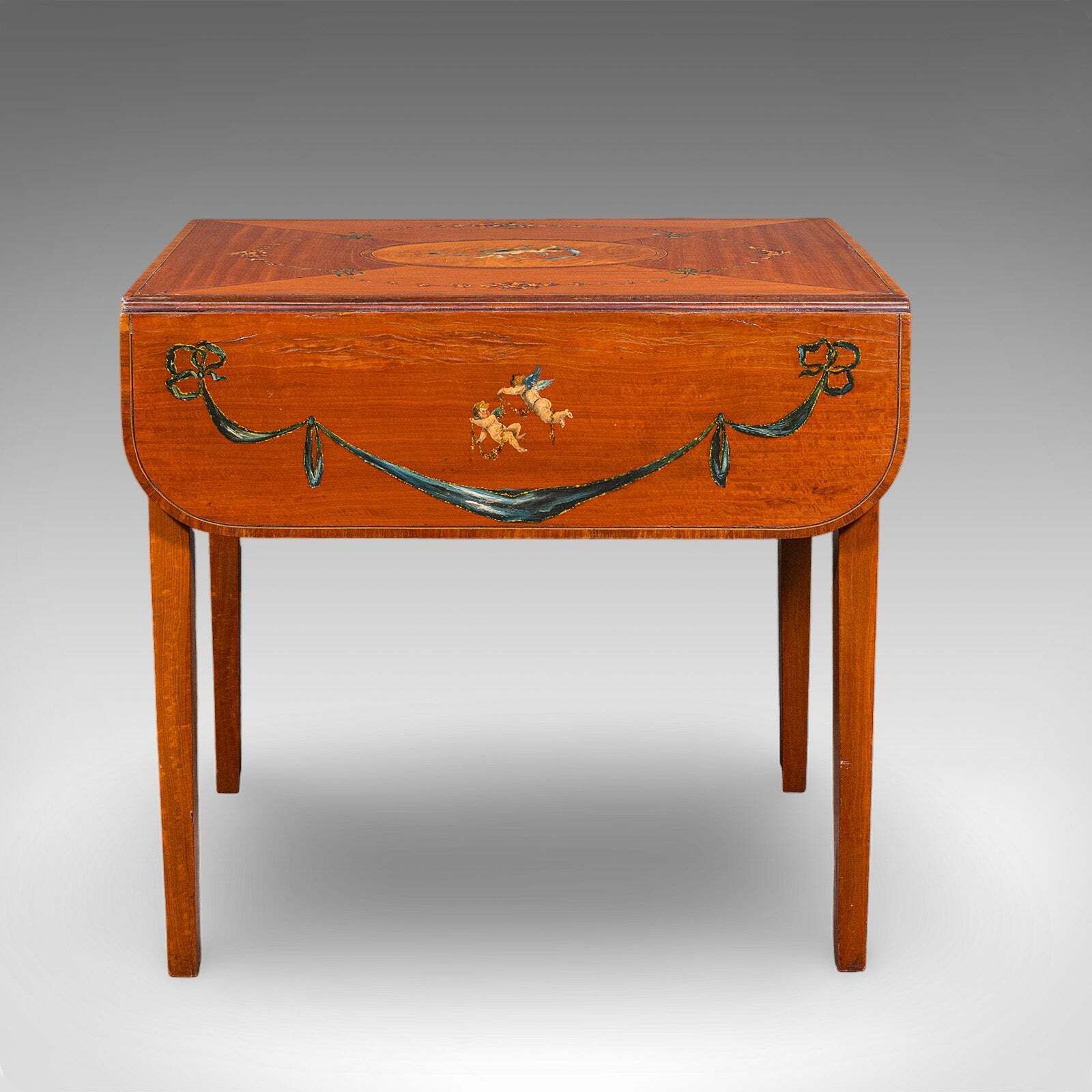 Antique Pembroke Table, English, Satinwood, Drop Leaf, Occasional, Tea, Regency photo 1932.0