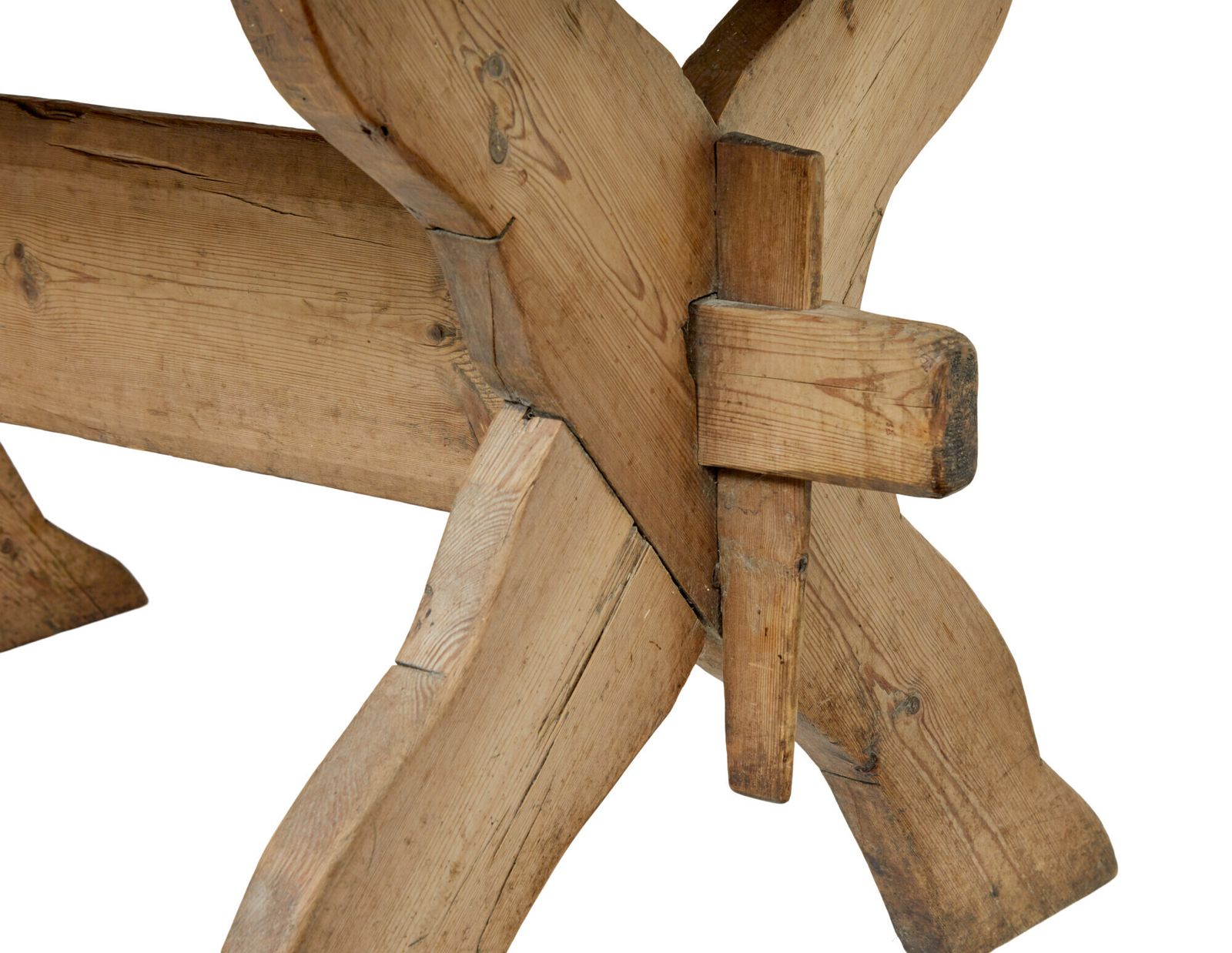19th Century Swedish Pine X Frame Kitchen Table photo furniture