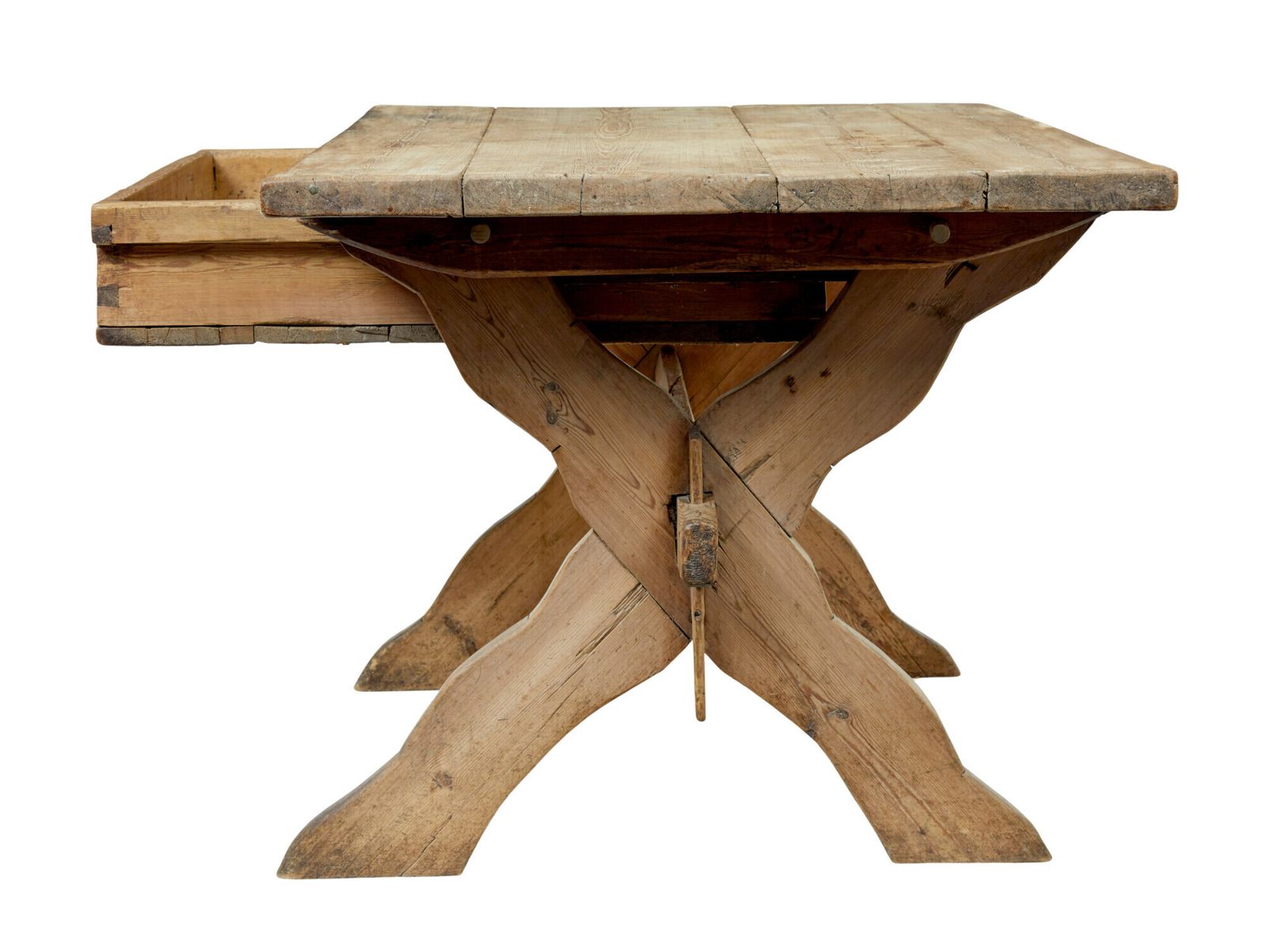 photo furniture 19th Century Swedish Pine X Frame Kitchen Table