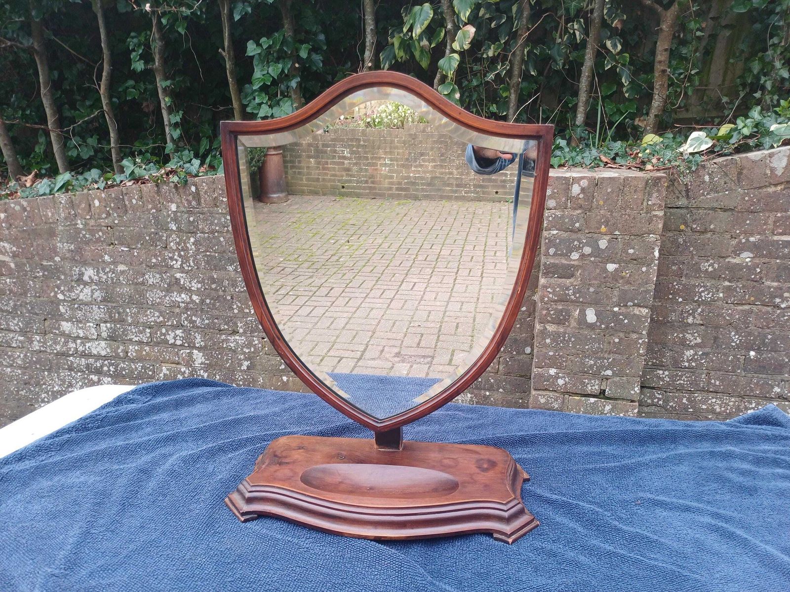 Victorian Solid Mahogany Swivel & Tilting Dressing Table Mirror Shield Bevelled Glass Antique C1870 Rare Quality