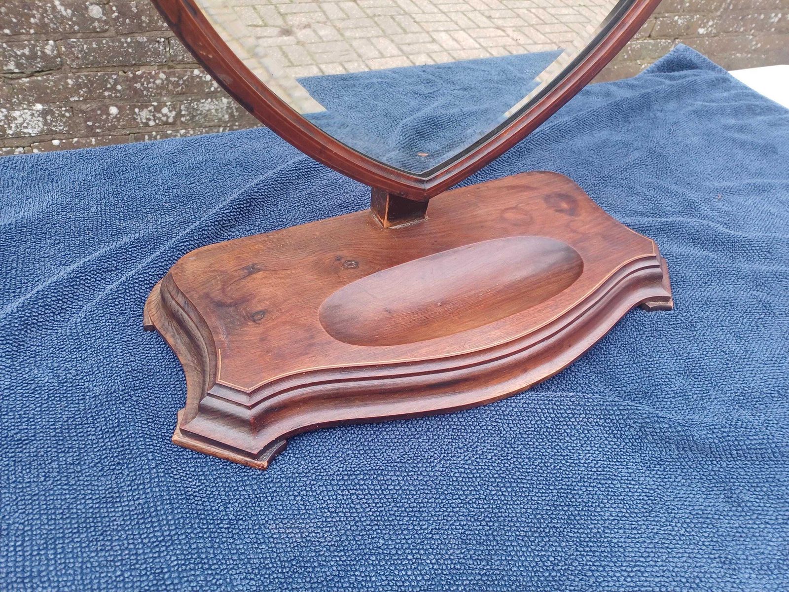 395.0 Victorian Solid Mahogany Swivel & Tilting Dressing Table Mirror Shield Bevelled Glass Antique C1870 Rare Quality photo