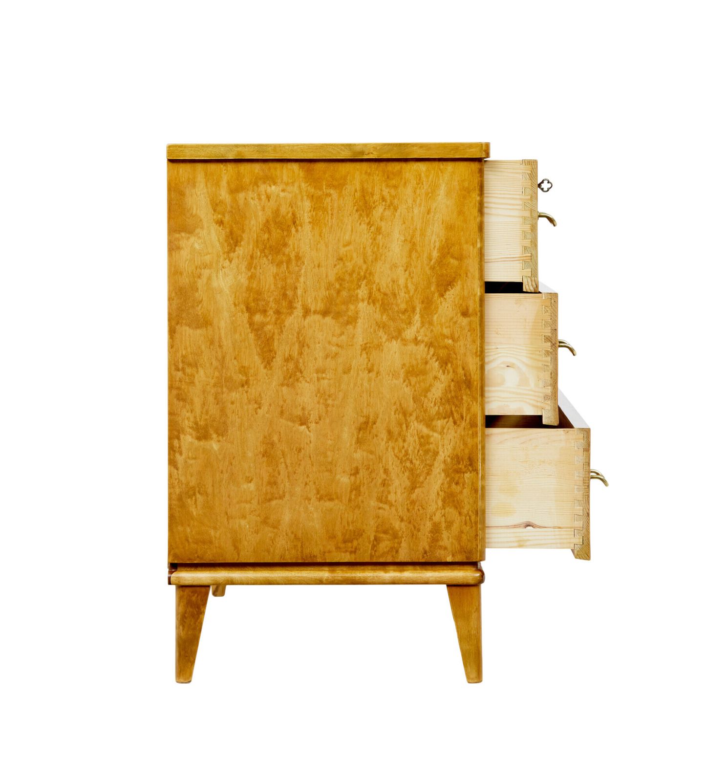 Mid Century Scandinavian Tiger Birch Chest Of Drawers photo Furniture